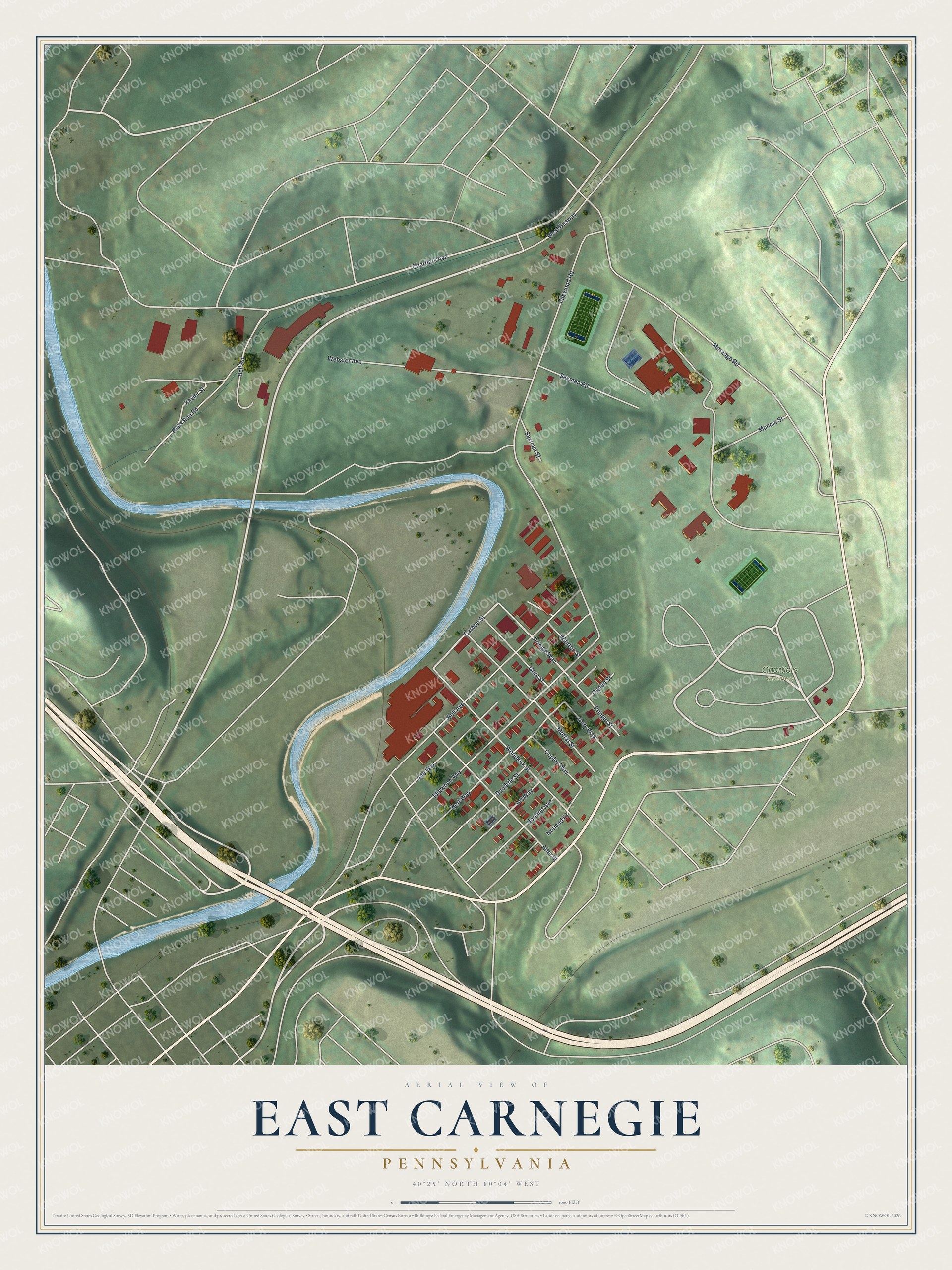 Watermarked full-map preview of East Carnegie, Pennsylvania
