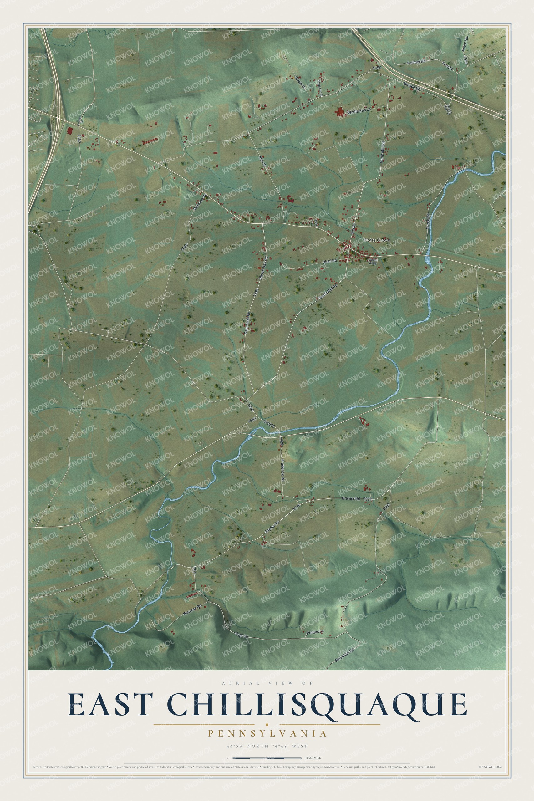Watermarked full-map preview of East Chillisquaque, Pennsylvania