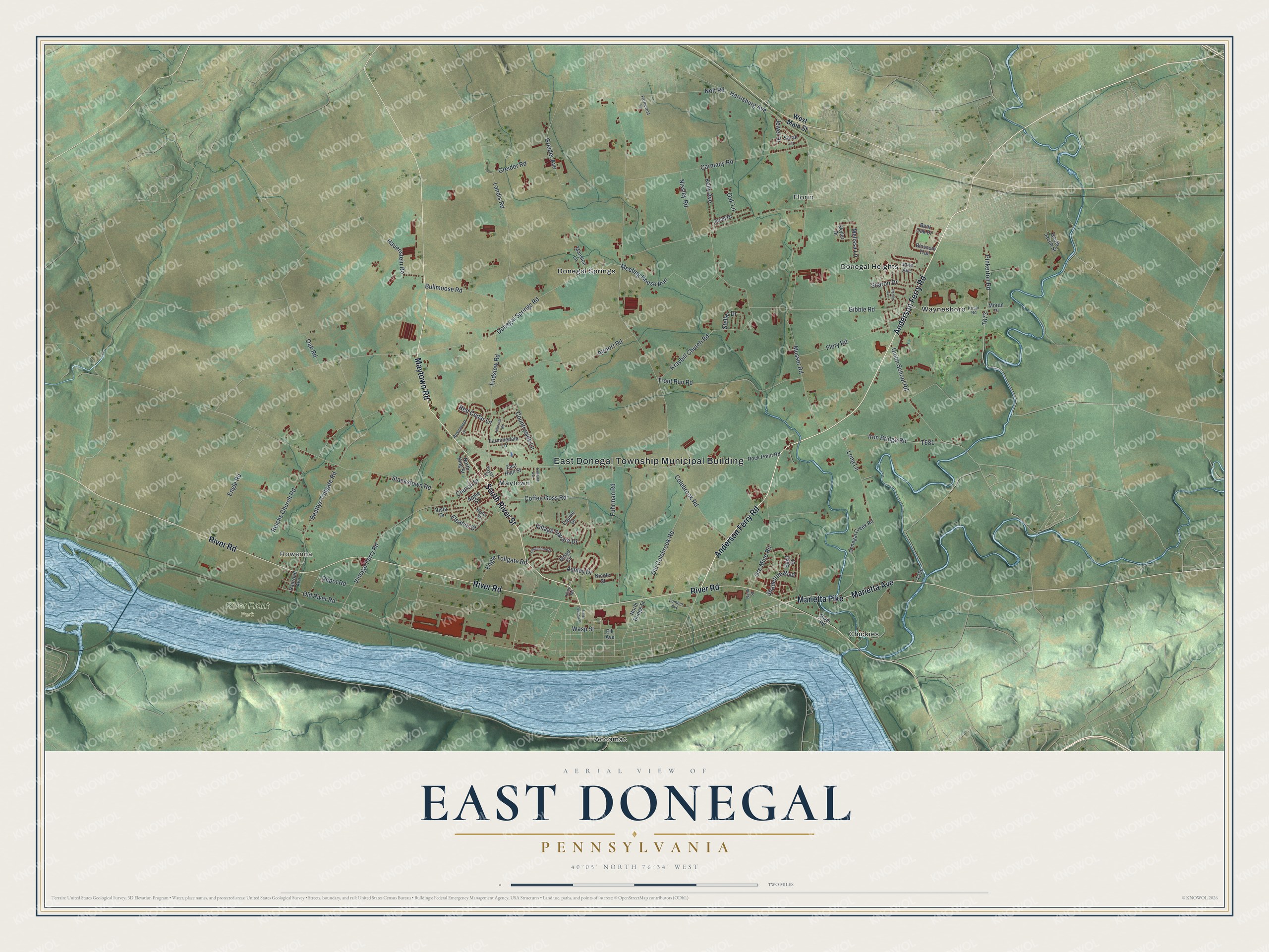 Watermarked full-map preview of East Donegal, Pennsylvania