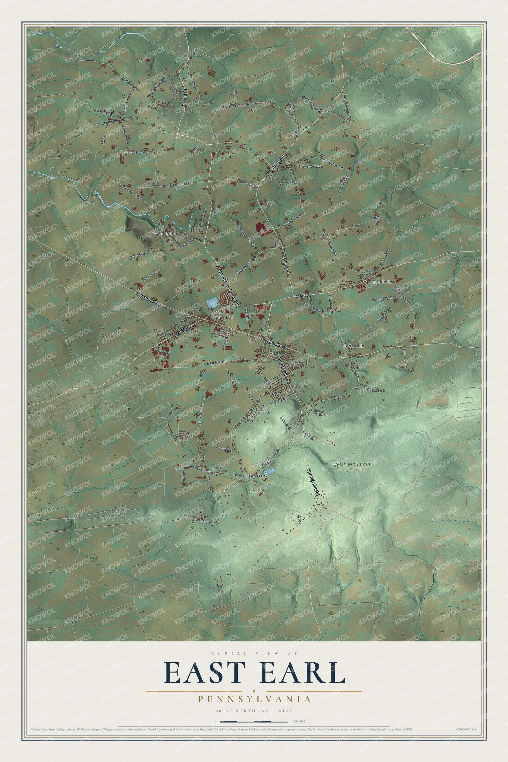 Watermarked full-map preview of East Earl, Pennsylvania