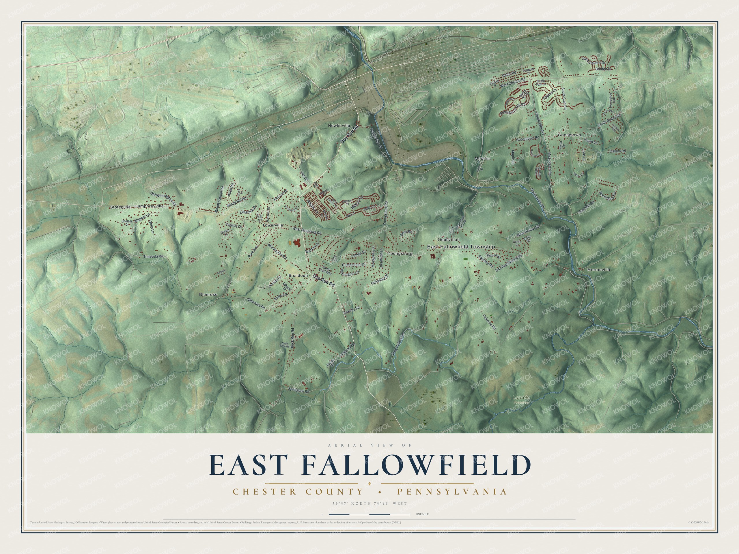 Watermarked full-map preview of East Fallowfield, Pennsylvania