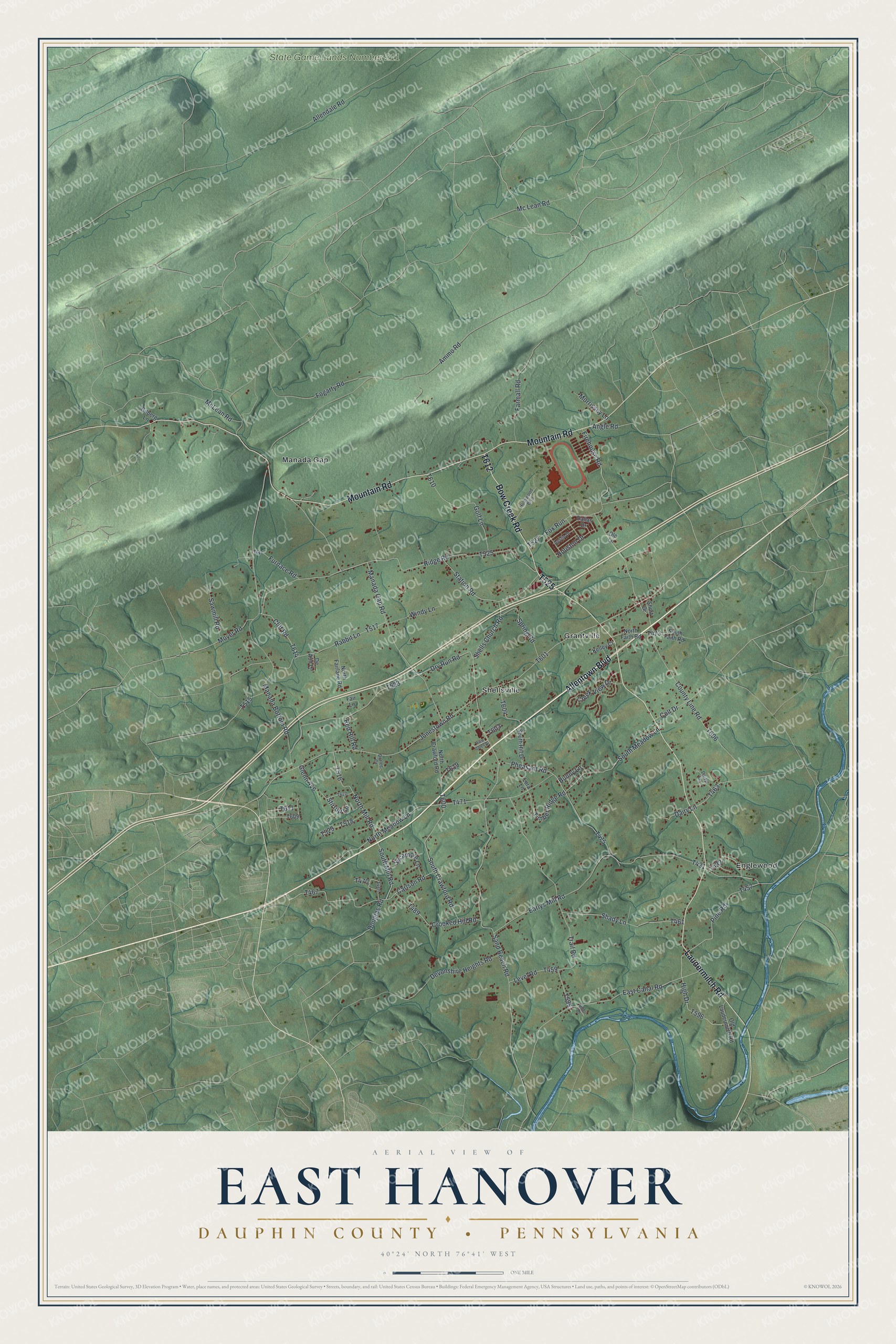 Watermarked full-map preview of East Hanover, Pennsylvania
