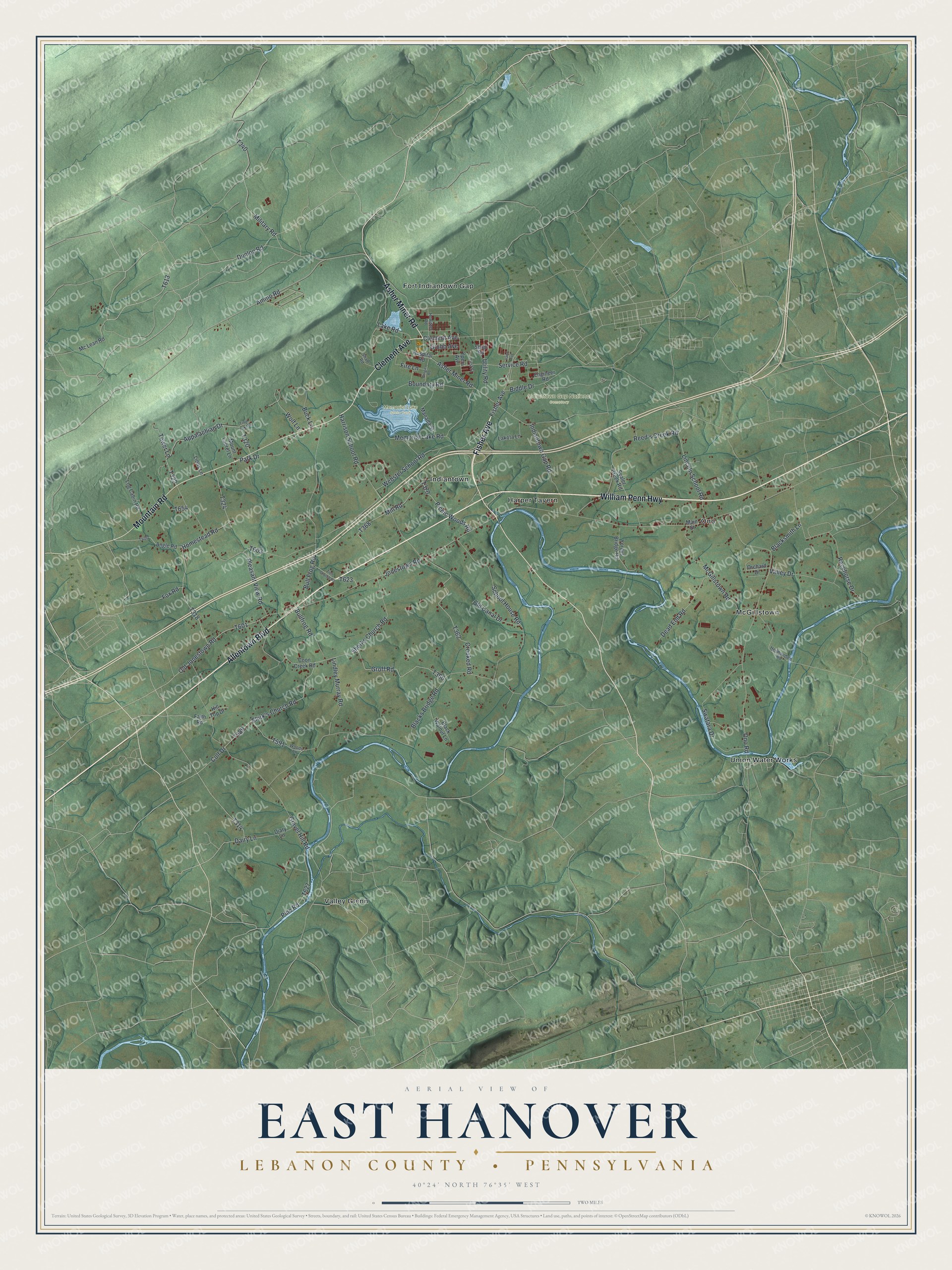 Watermarked full-map preview of East Hanover, Pennsylvania