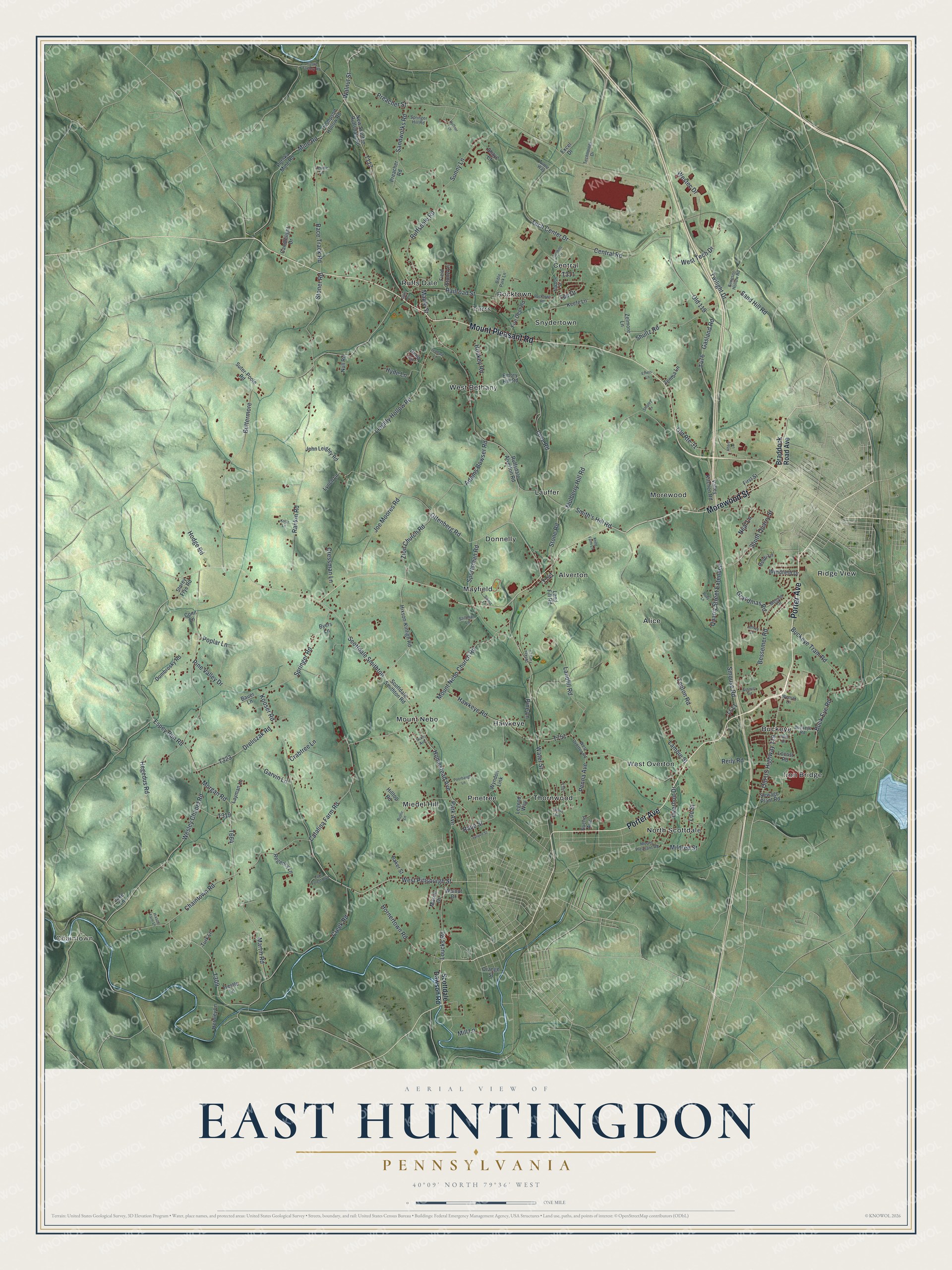 Watermarked full-map preview of East Huntingdon, Pennsylvania