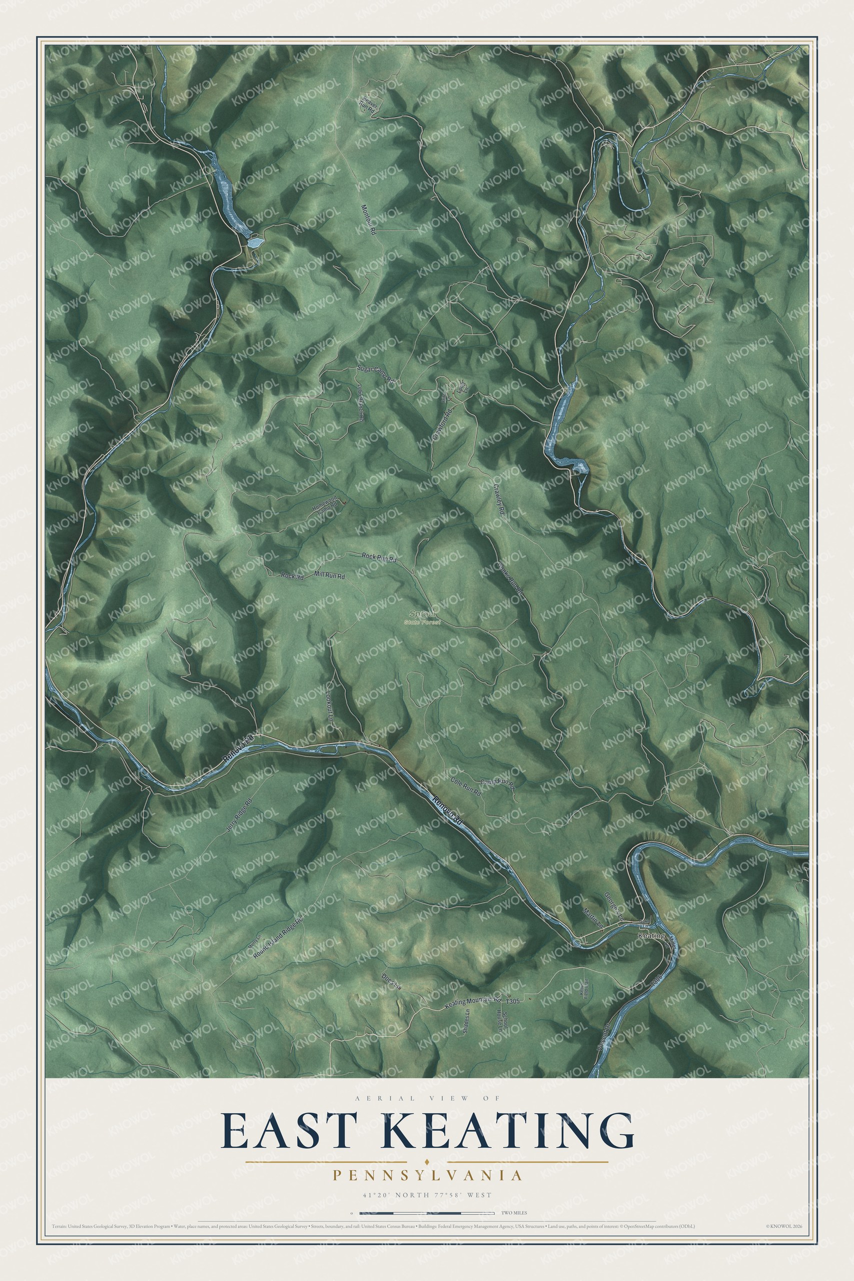 Watermarked full-map preview of East Keating, Pennsylvania