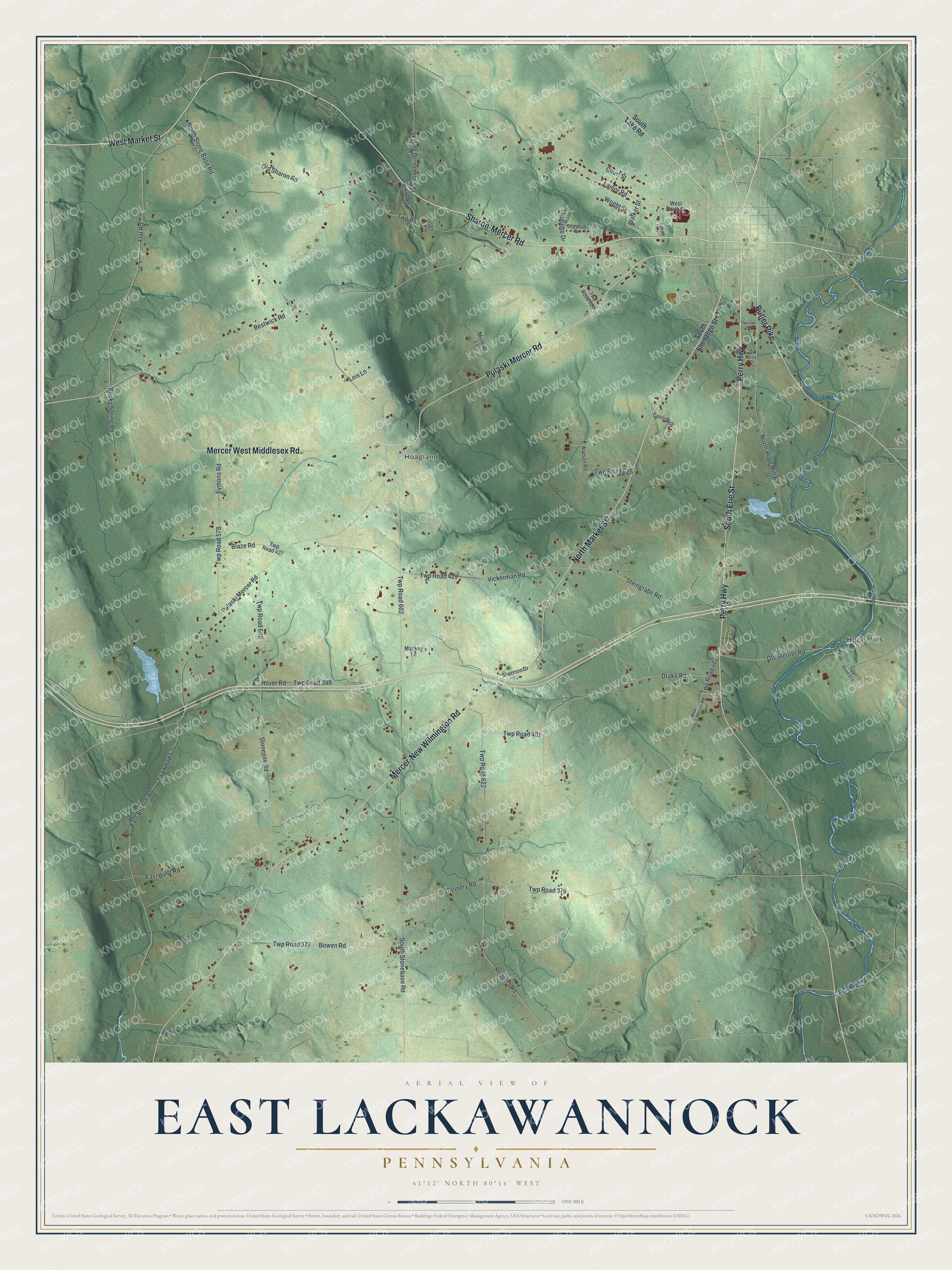 Watermarked full-map preview of East Lackawannock, Pennsylvania