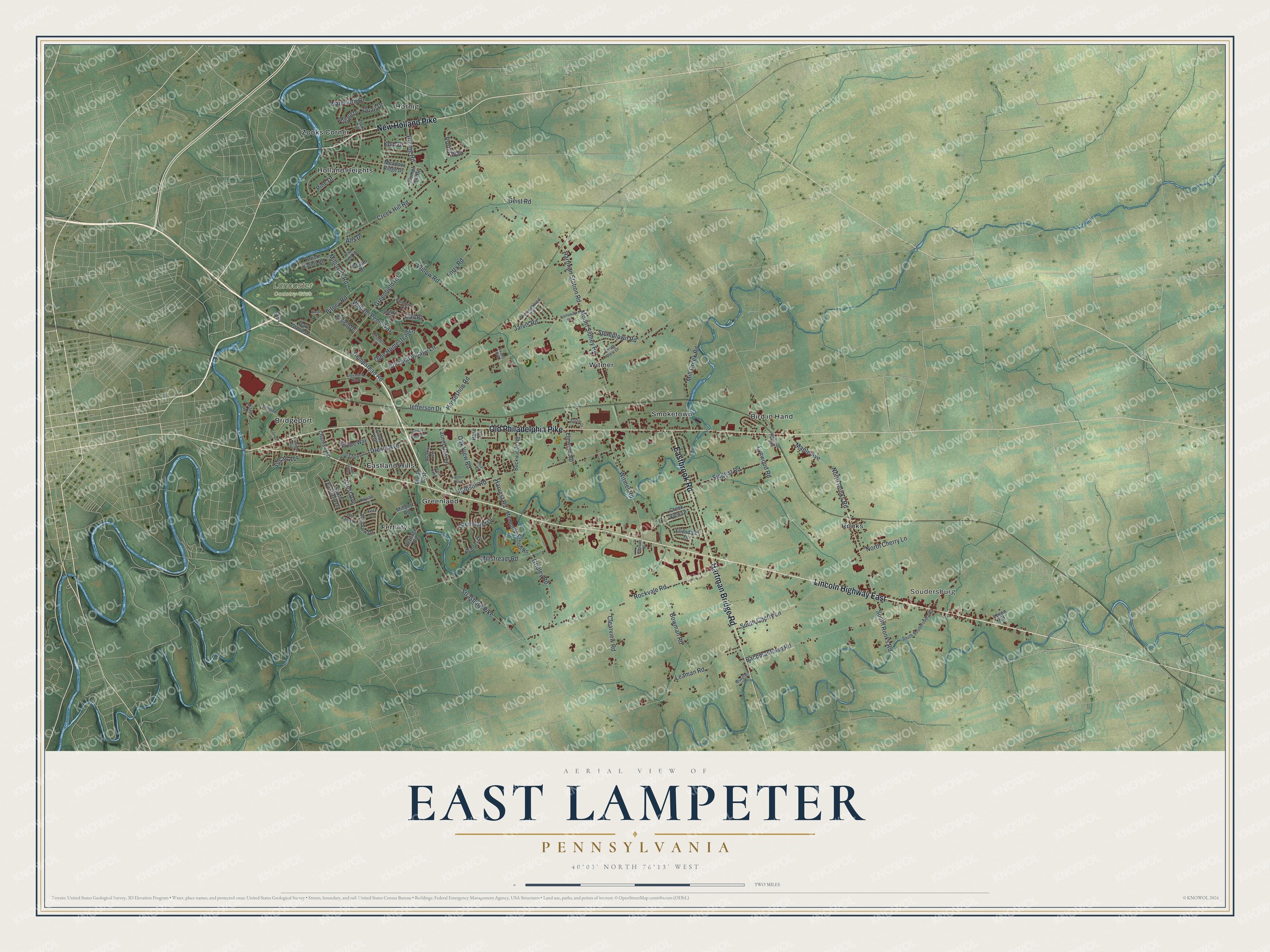 Watermarked full-map preview of East Lampeter, Pennsylvania