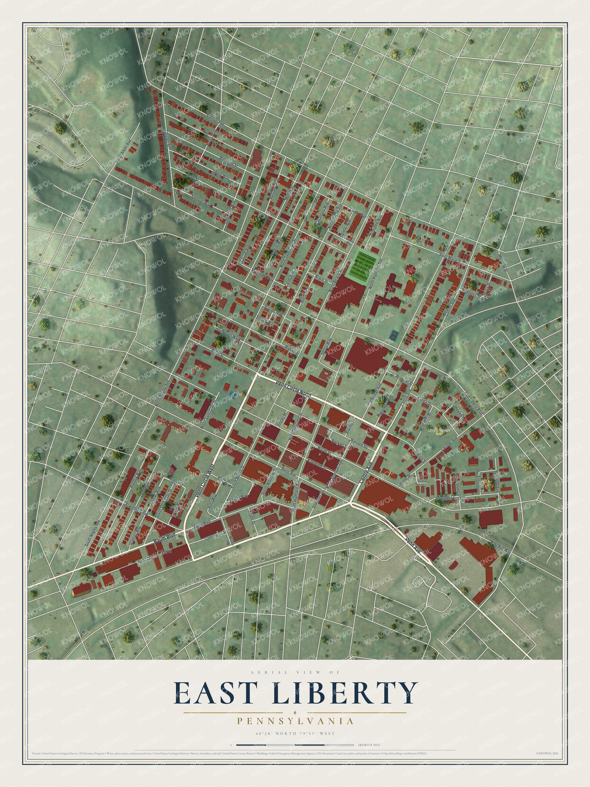Watermarked full-map preview of East Liberty, Pennsylvania