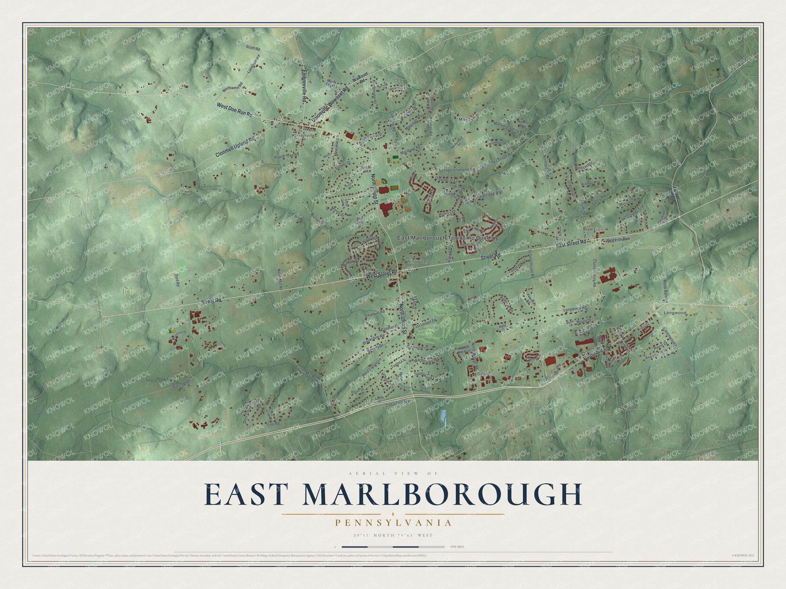Watermarked full-map preview of East Marlborough, Pennsylvania