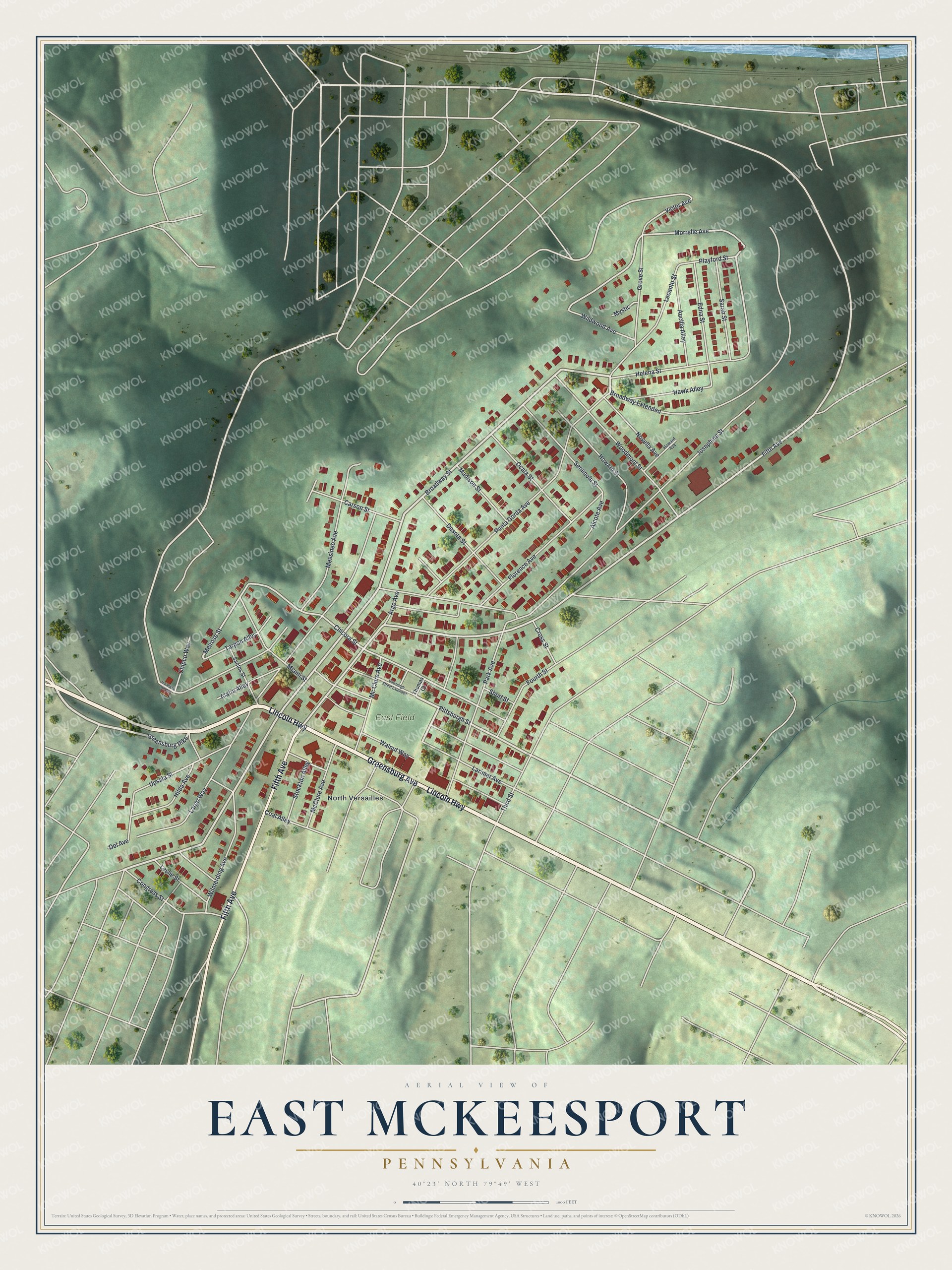 Watermarked full-map preview of East McKeesport, Pennsylvania
