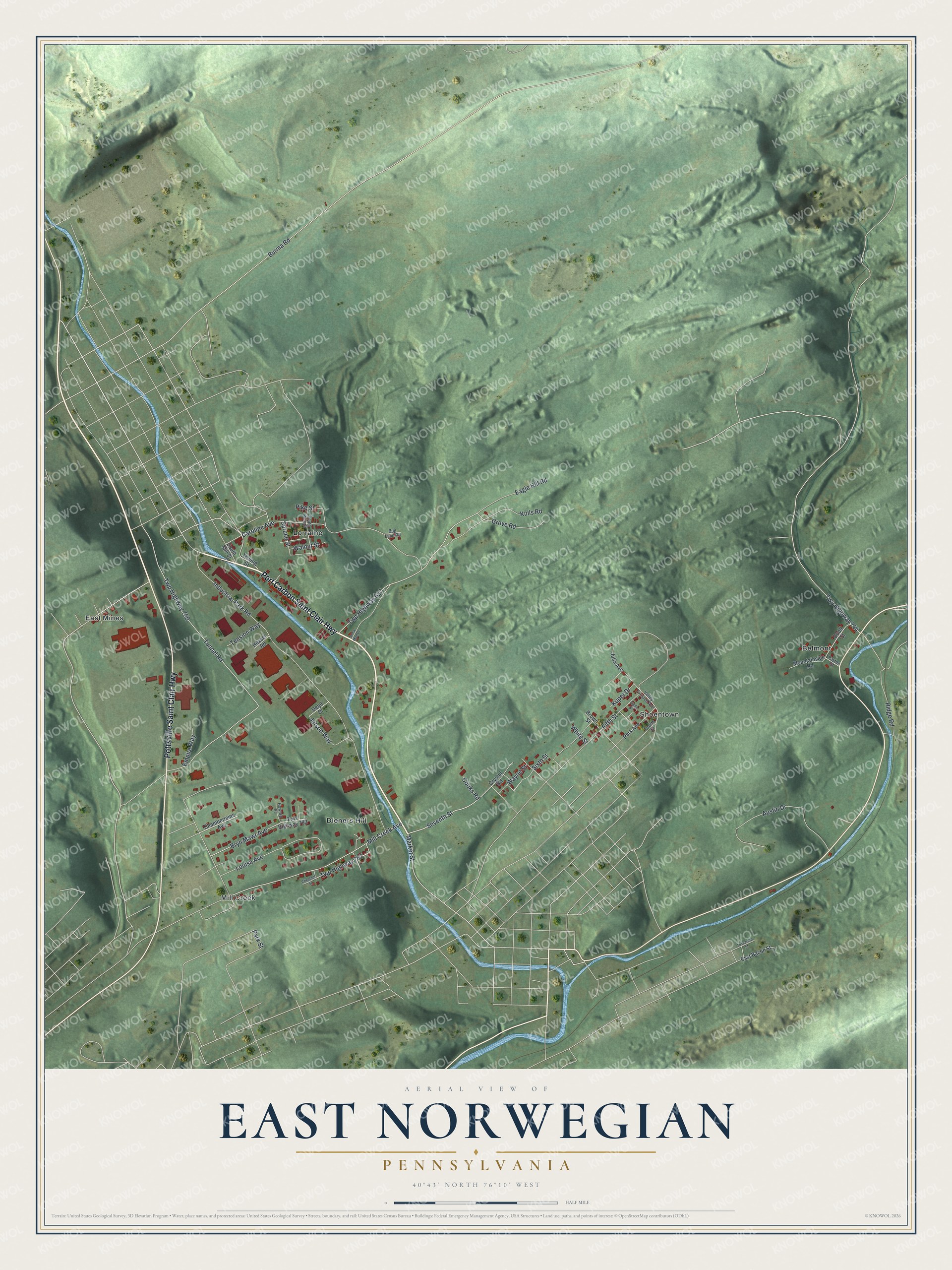 Watermarked full-map preview of East Norwegian, Pennsylvania