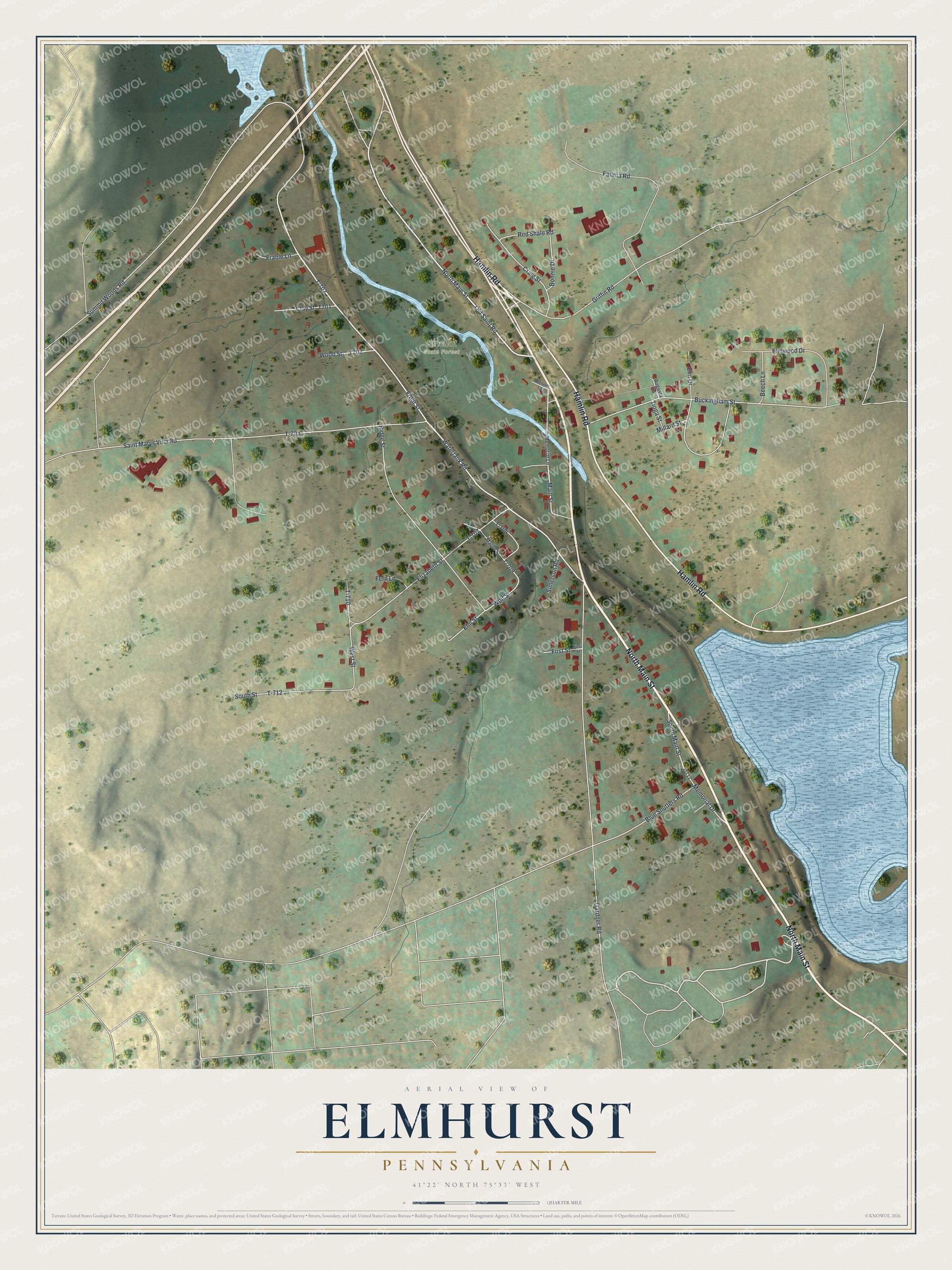 Watermarked full-map preview of Elmhurst, Pennsylvania