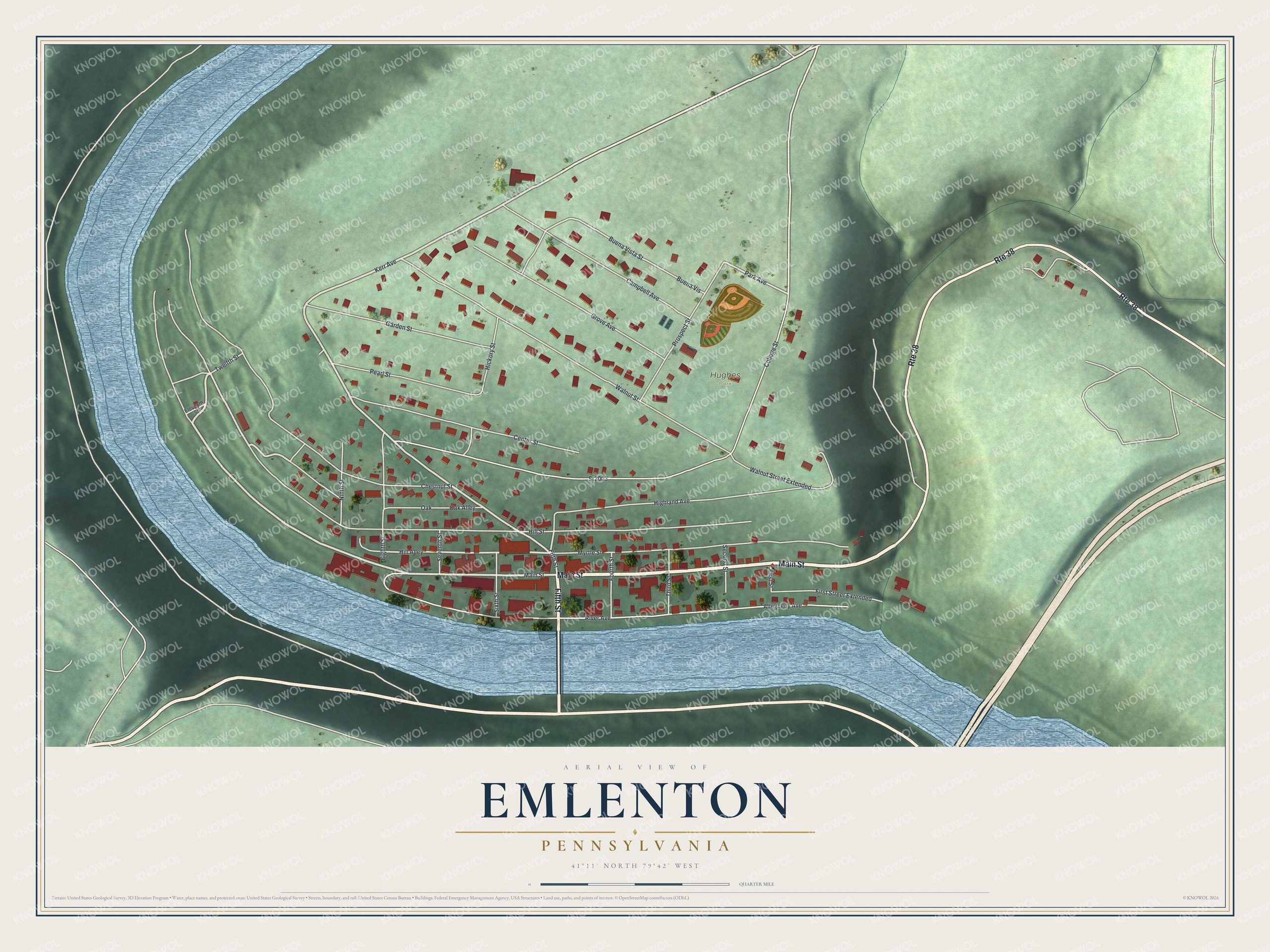 Watermarked full-map preview of Emlenton, Pennsylvania