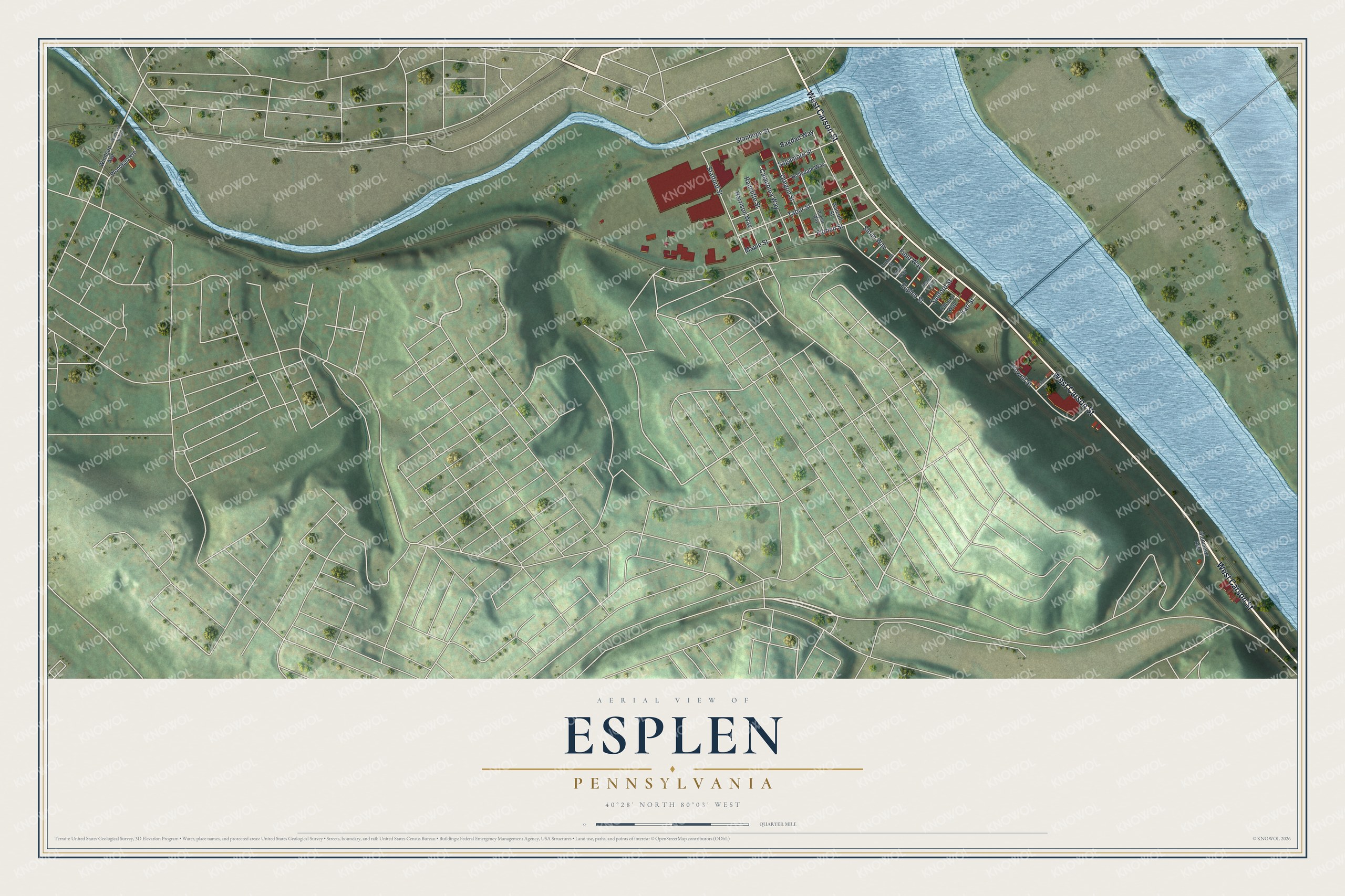 Watermarked full-map preview of Esplen, Pennsylvania