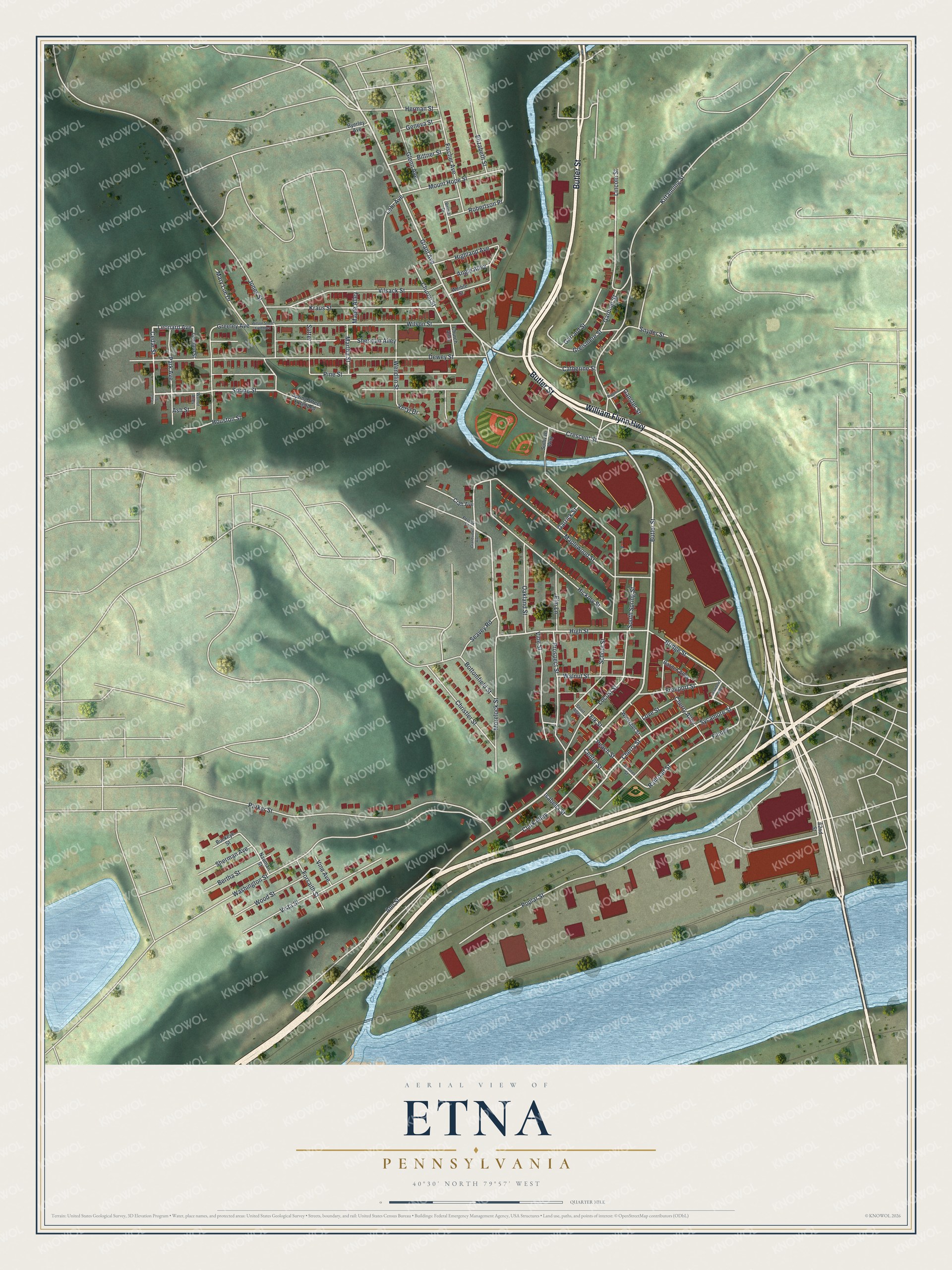 Watermarked full-map preview of Etna, Pennsylvania