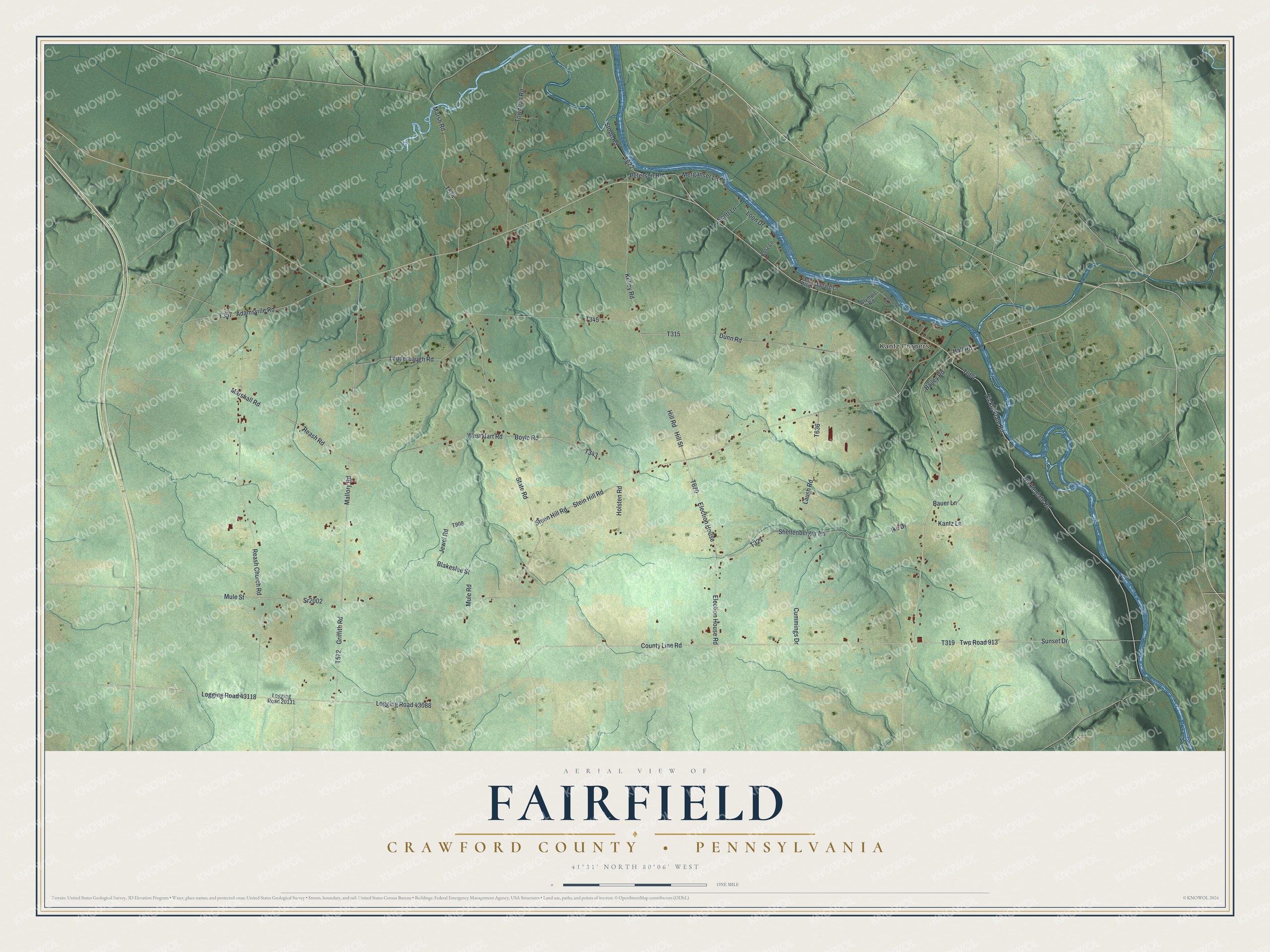 Watermarked full-map preview of Fairfield, Pennsylvania