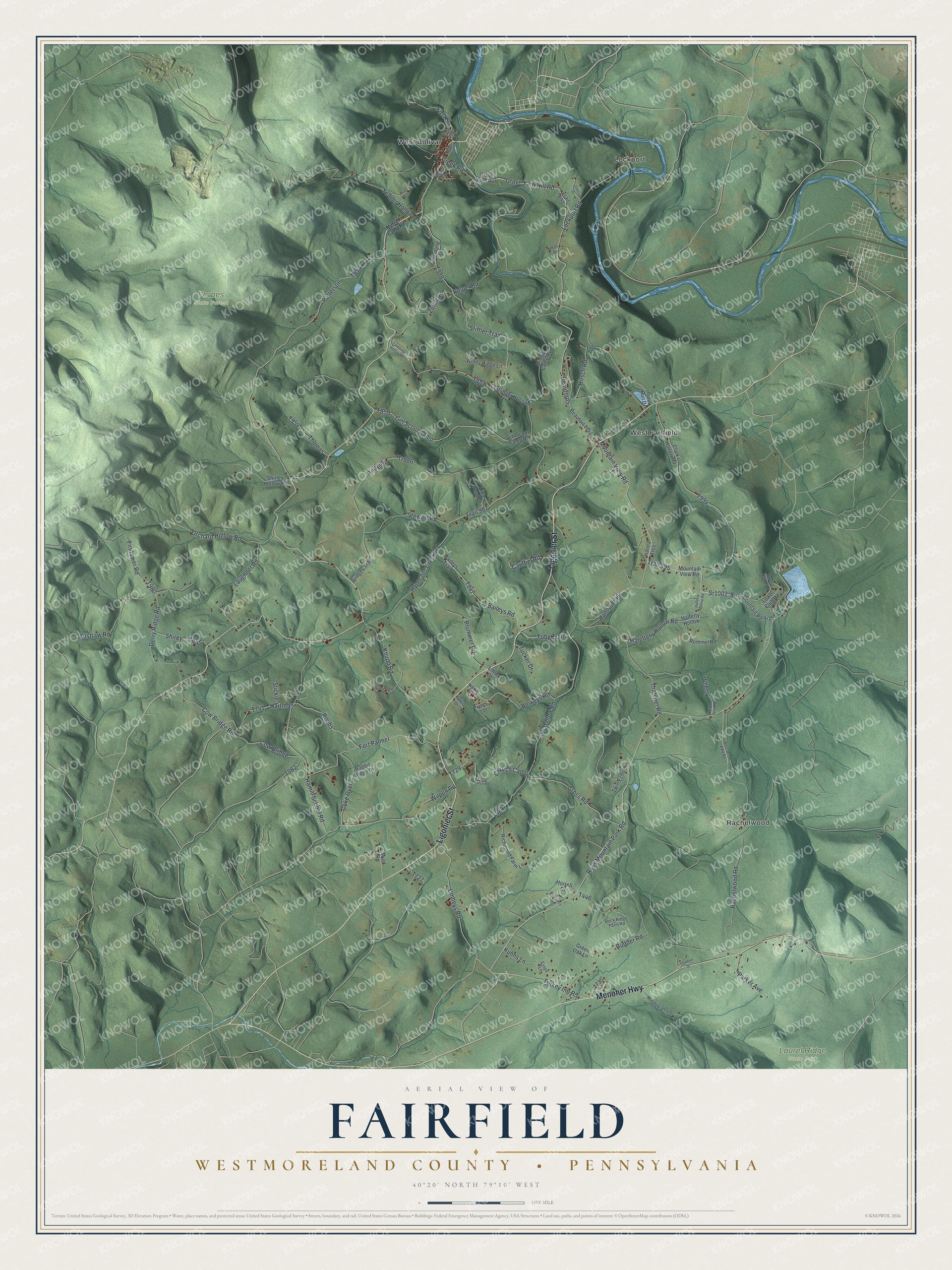 Watermarked full-map preview of Fairfield, Pennsylvania