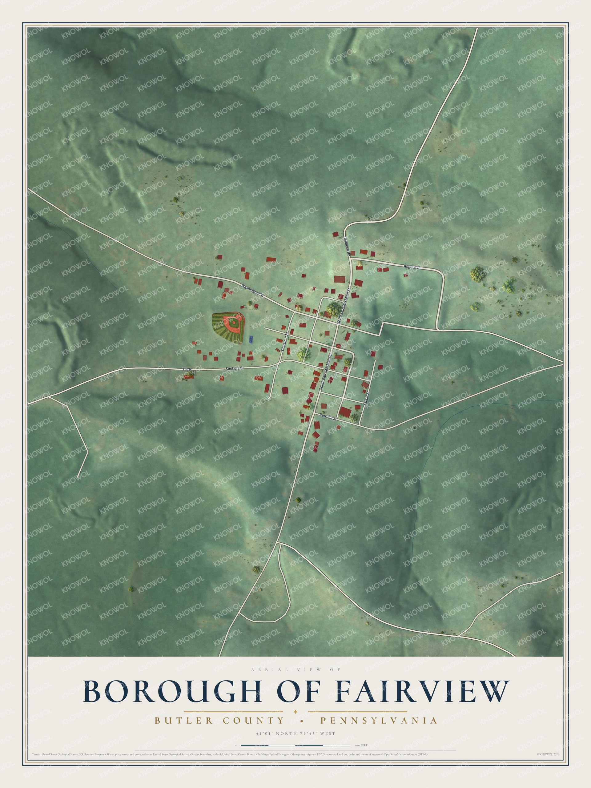 Watermarked full-map preview of Borough of Fairview, Pennsylvania