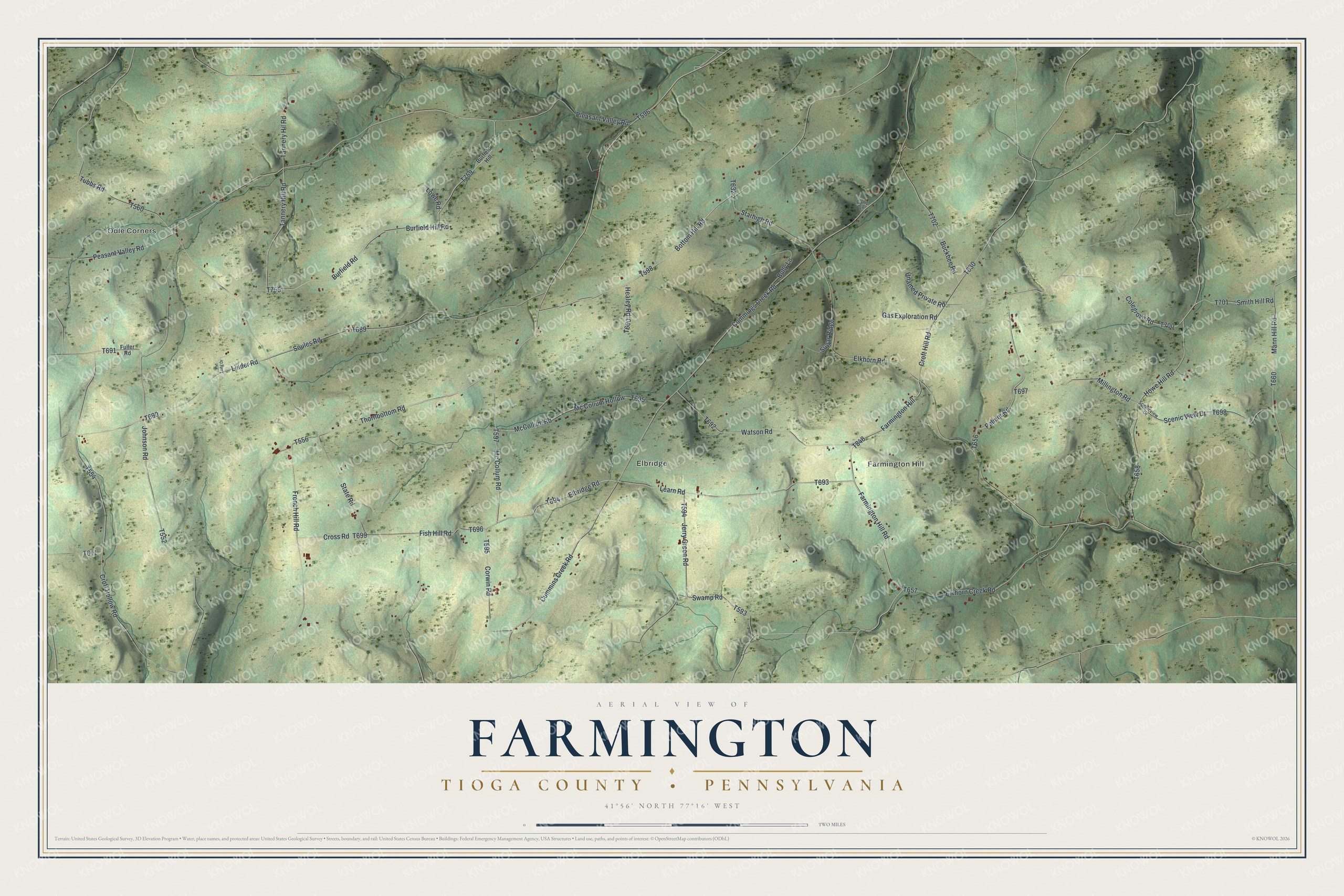 Watermarked full-map preview of Farmington, Pennsylvania