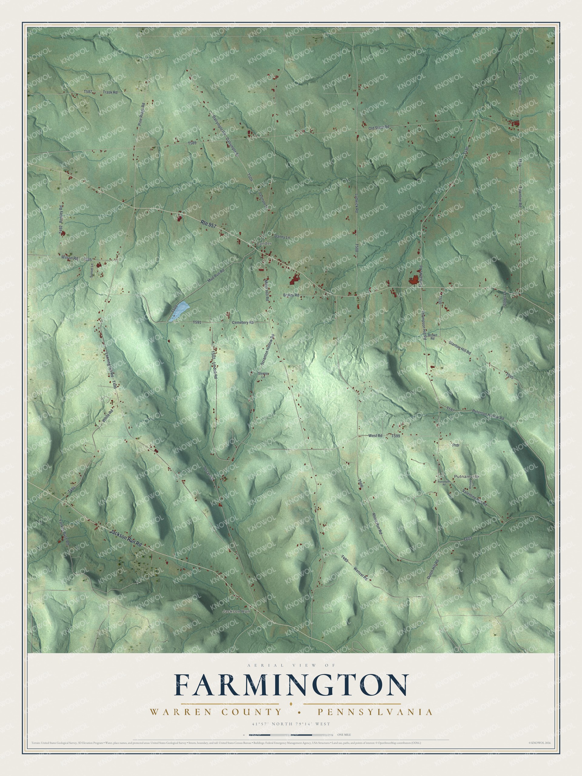 Watermarked full-map preview of Farmington, Pennsylvania