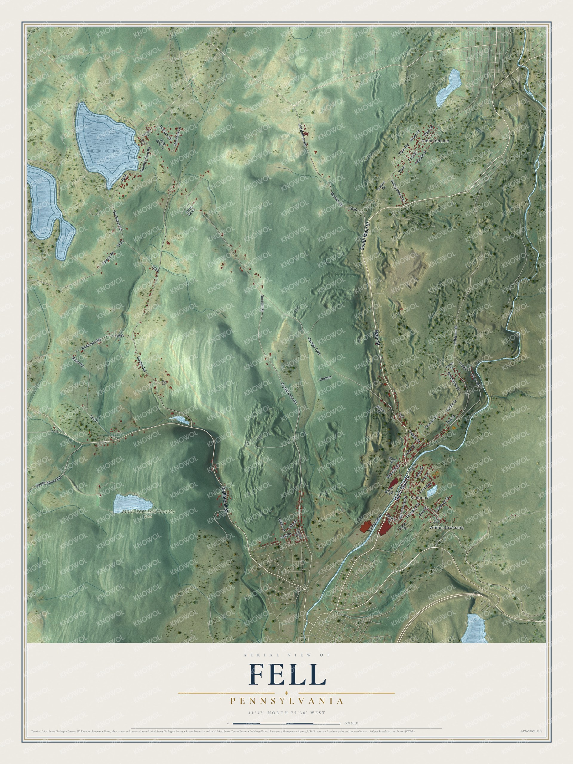 Watermarked full-map preview of Fell, Pennsylvania