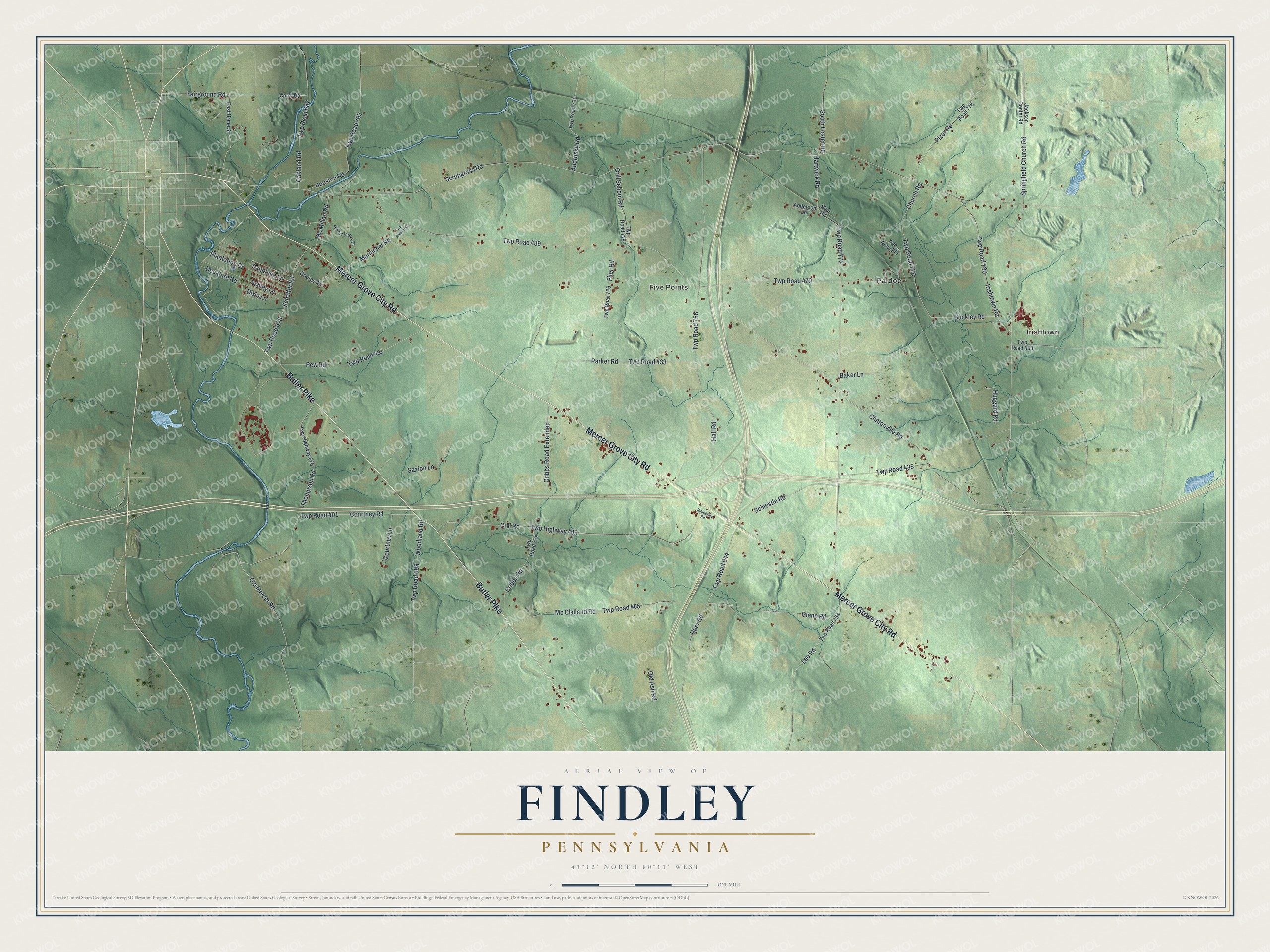 Watermarked full-map preview of Findley, Pennsylvania