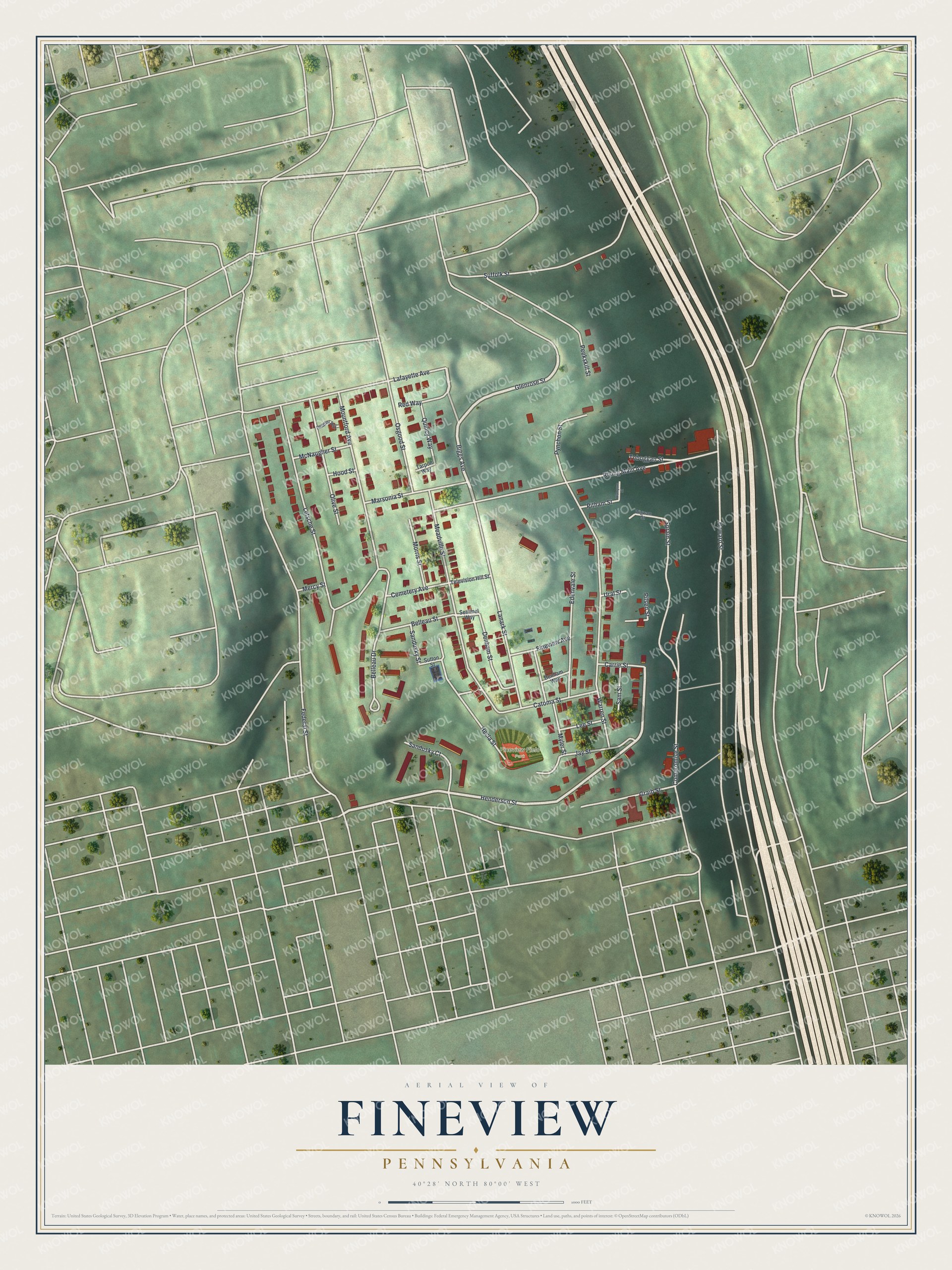 Watermarked full-map preview of Fineview, Pennsylvania
