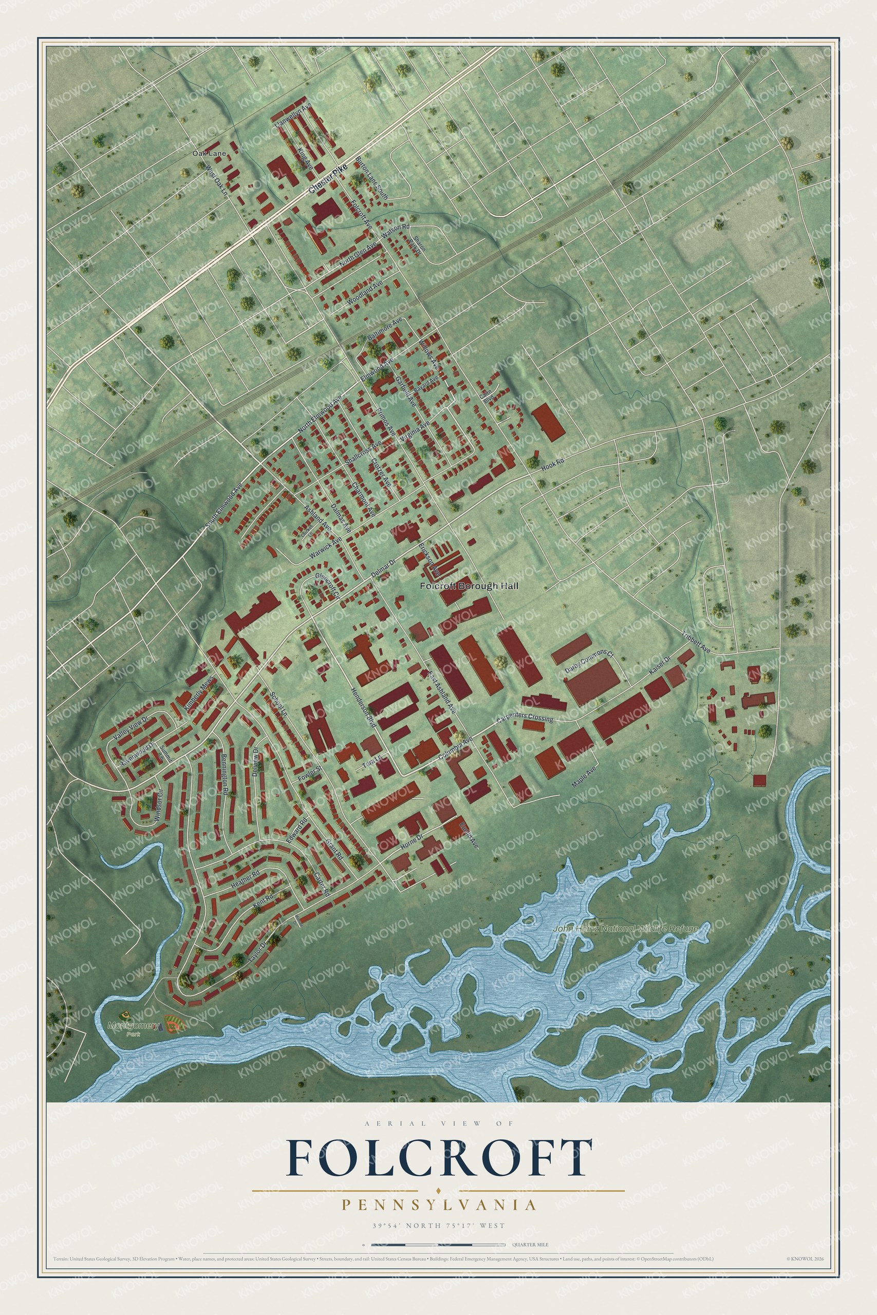 Watermarked full-map preview of Folcroft, Pennsylvania