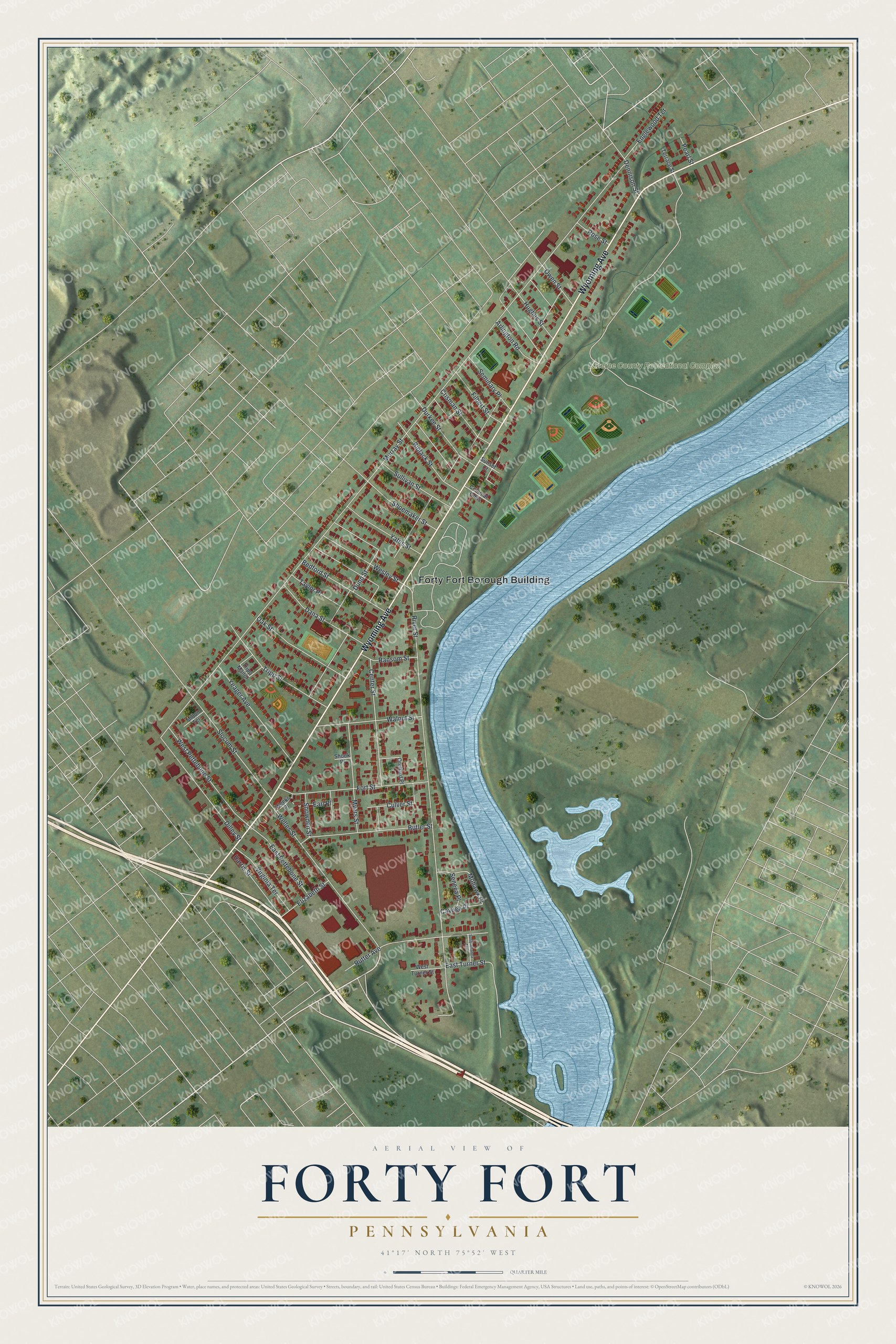 Watermarked full-map preview of Forty Fort, Pennsylvania