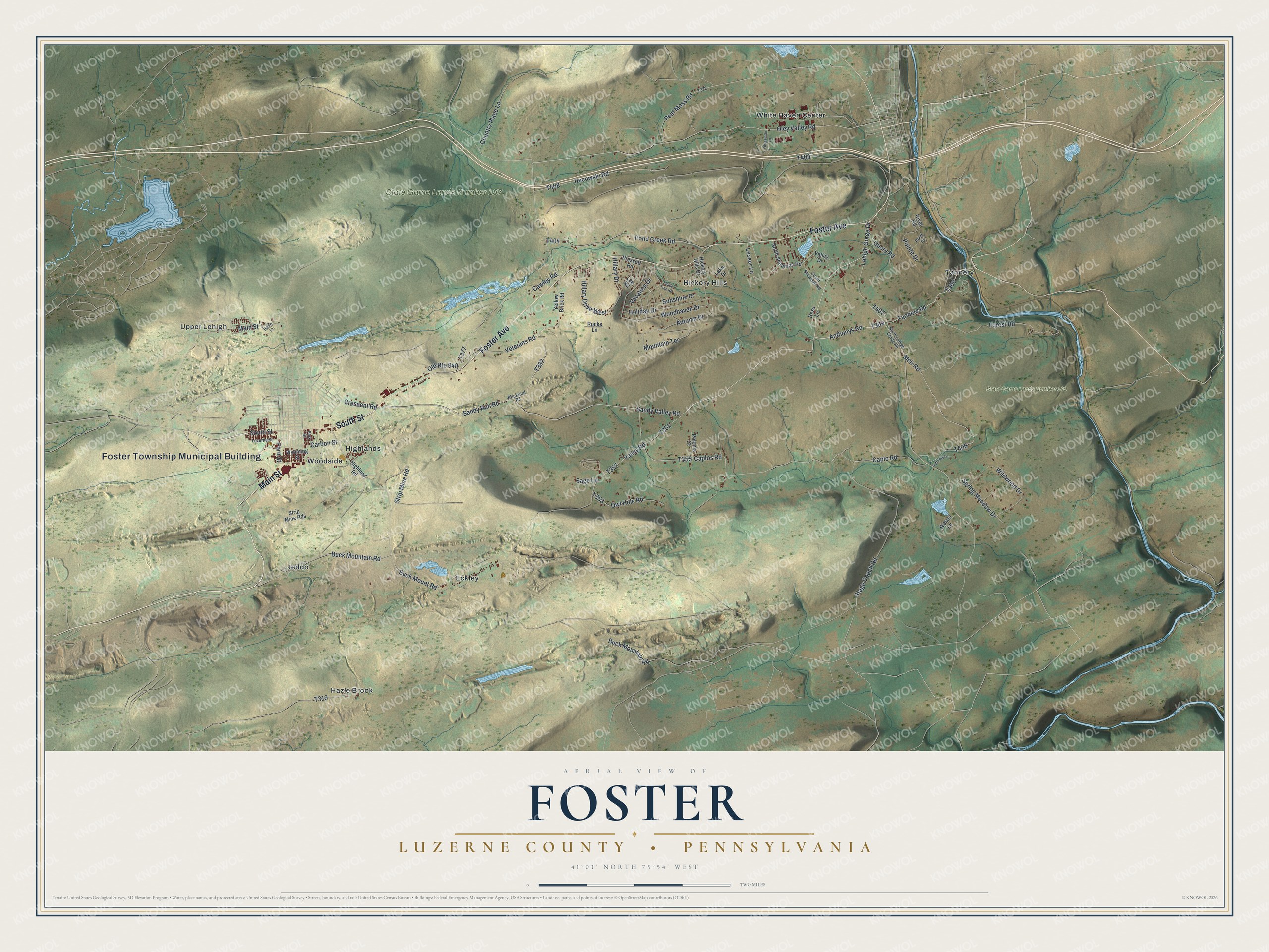 Watermarked full-map preview of Foster, Pennsylvania