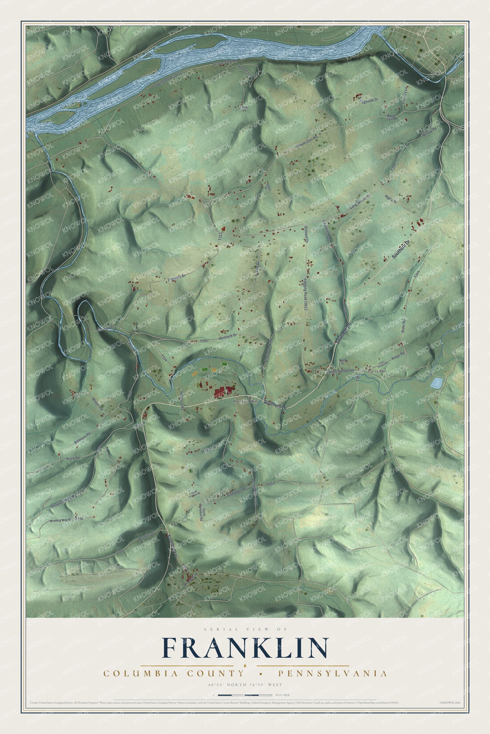Watermarked full-map preview of Franklin, Pennsylvania
