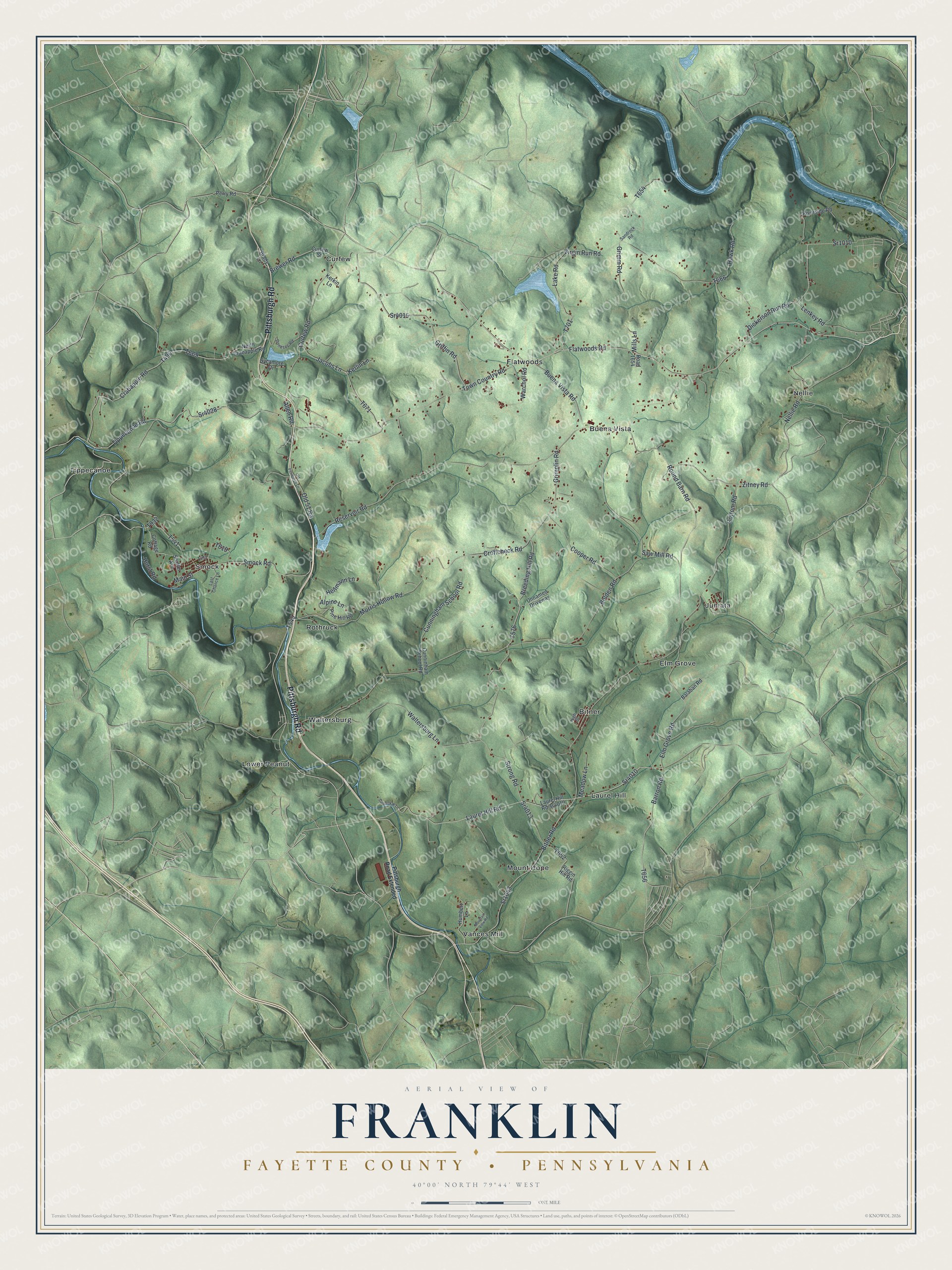 Watermarked full-map preview of Franklin, Pennsylvania