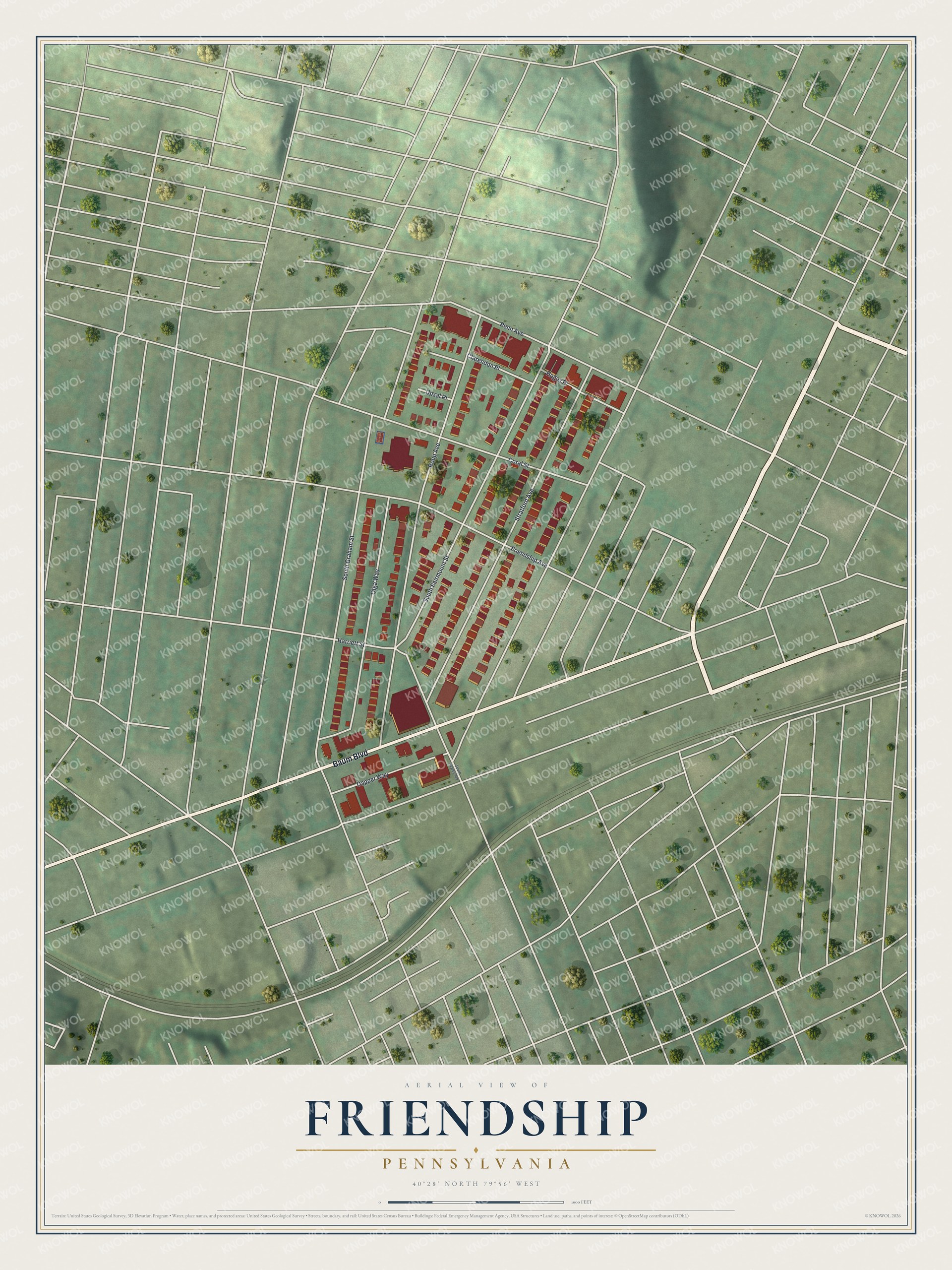 Watermarked full-map preview of Friendship, Pennsylvania