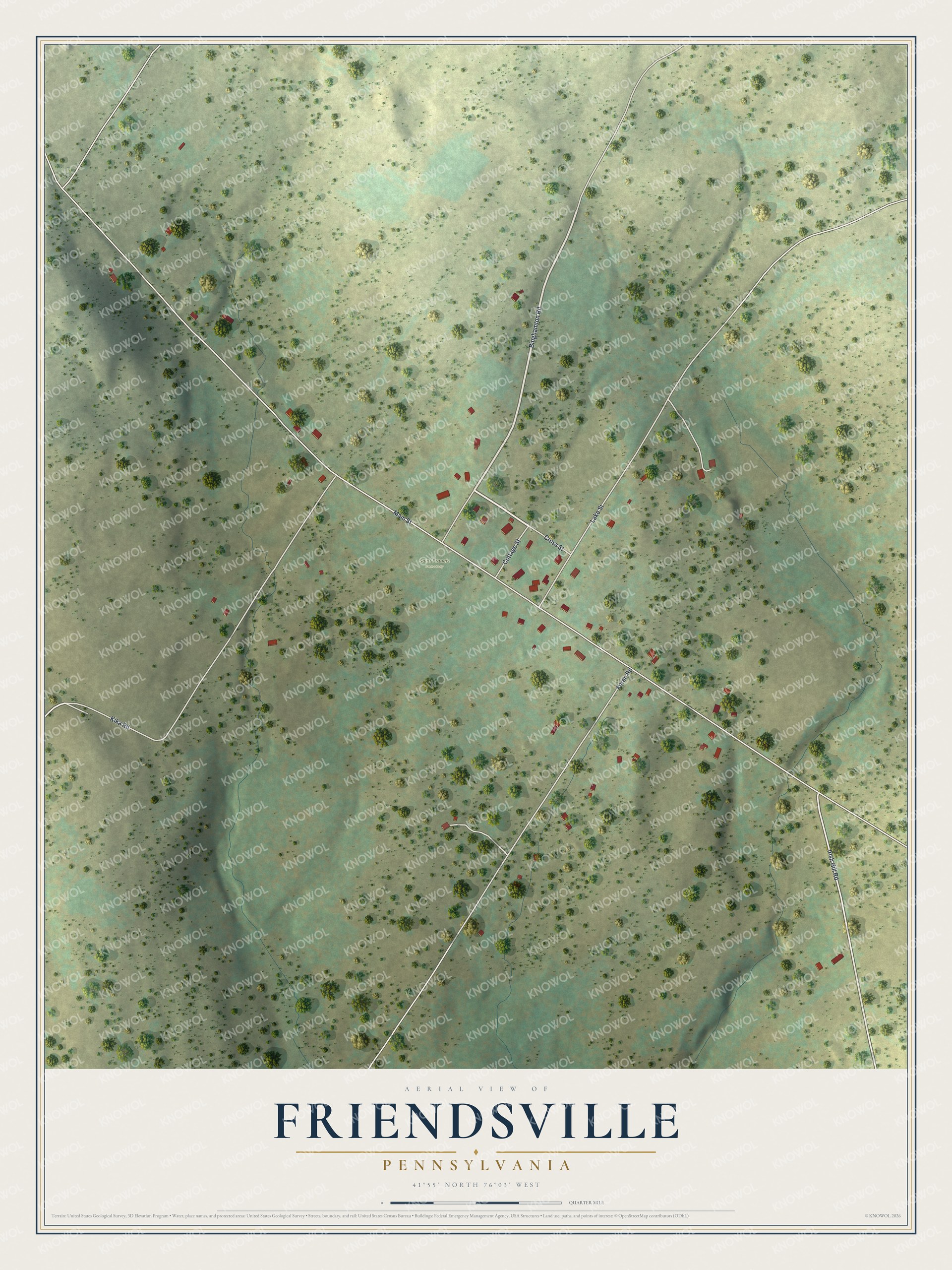 Watermarked full-map preview of Friendsville, Pennsylvania