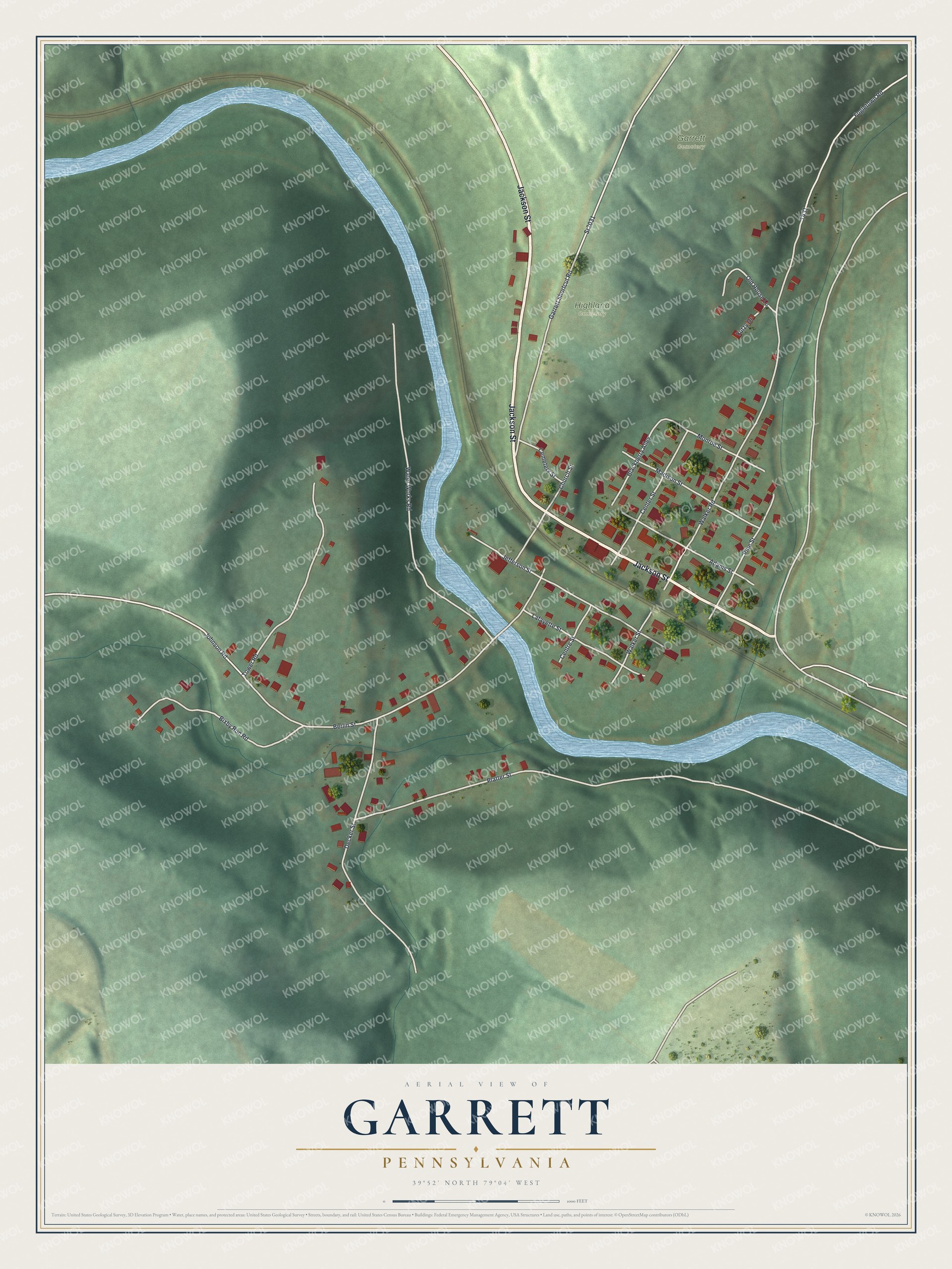 Watermarked full-map preview of Garrett, Pennsylvania