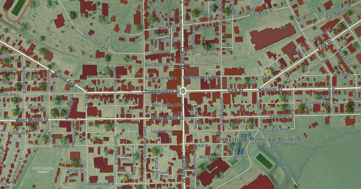 Map of Gettysburg Borough, Pennsylvania in 2026