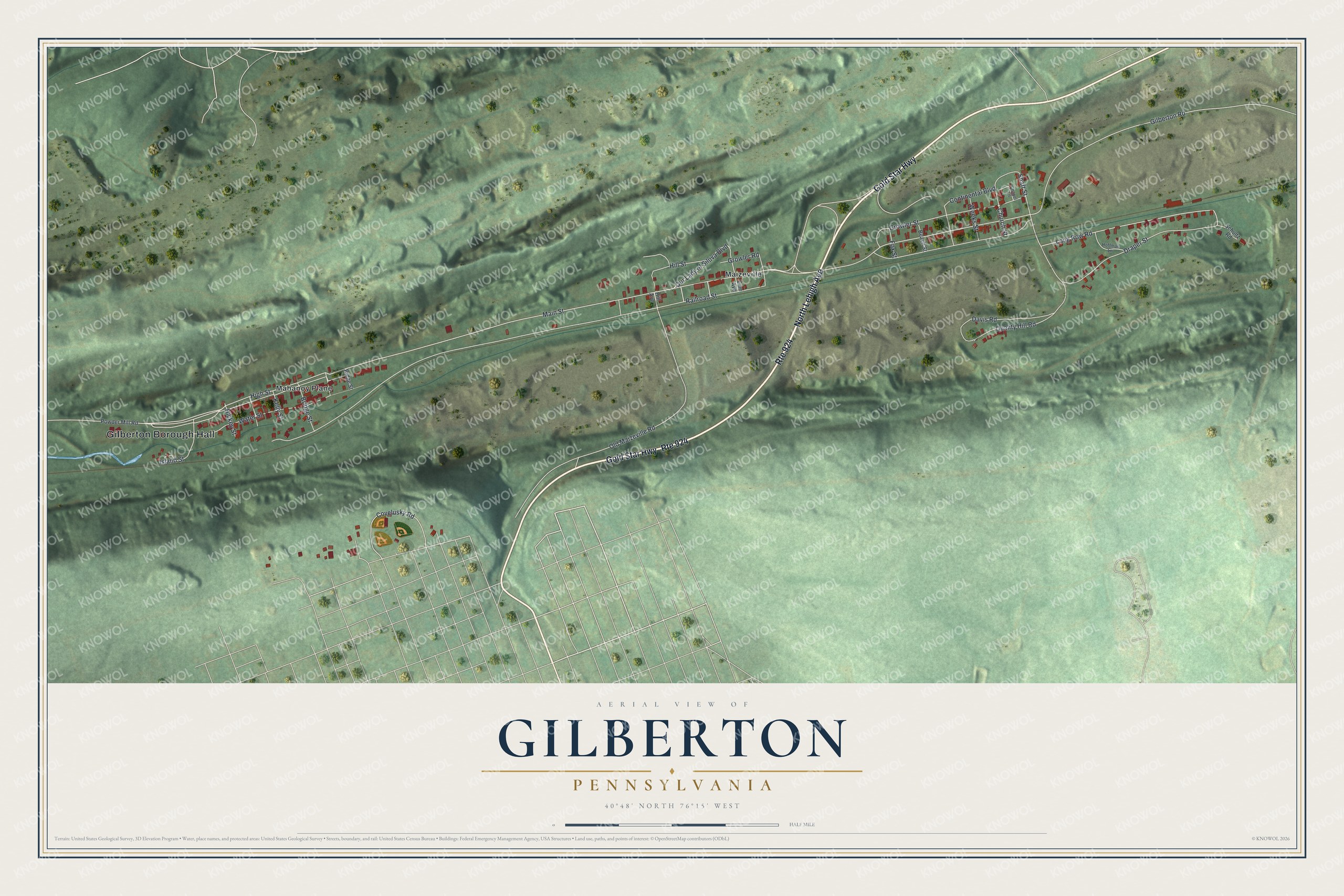 Watermarked full-map preview of Gilberton, Pennsylvania