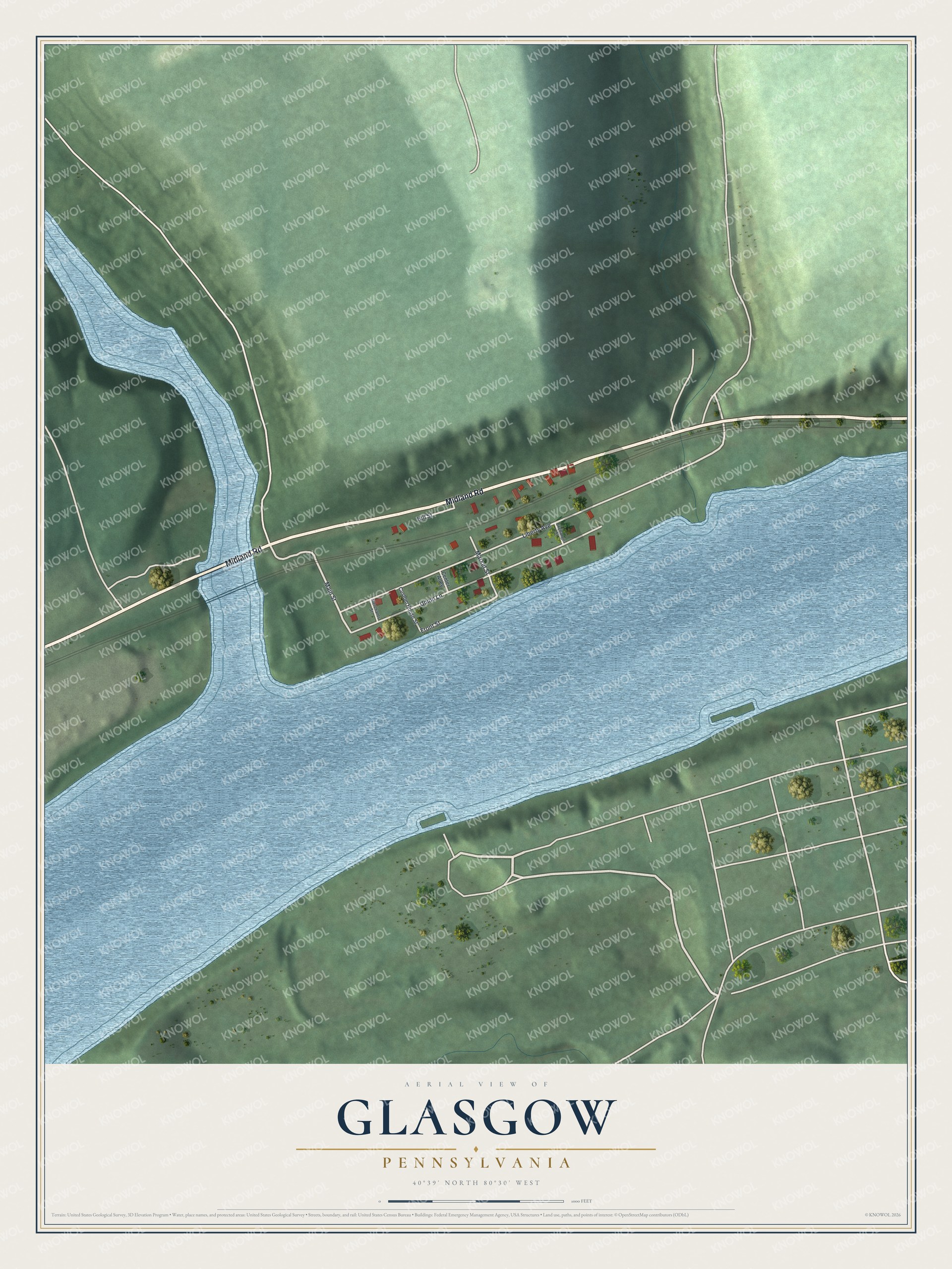 Watermarked full-map preview of Glasgow, Pennsylvania