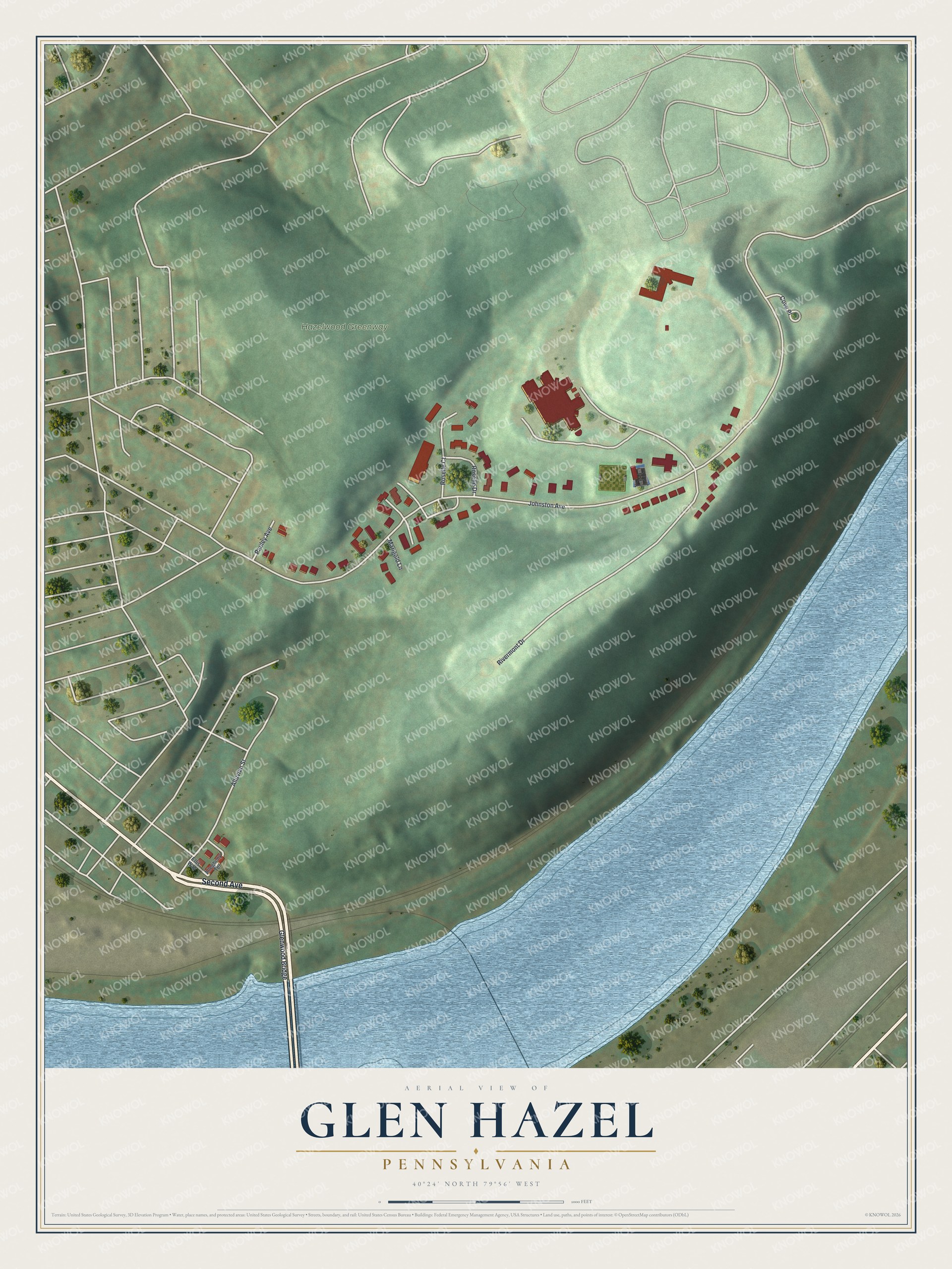 Watermarked full-map preview of Glen Hazel, Pennsylvania