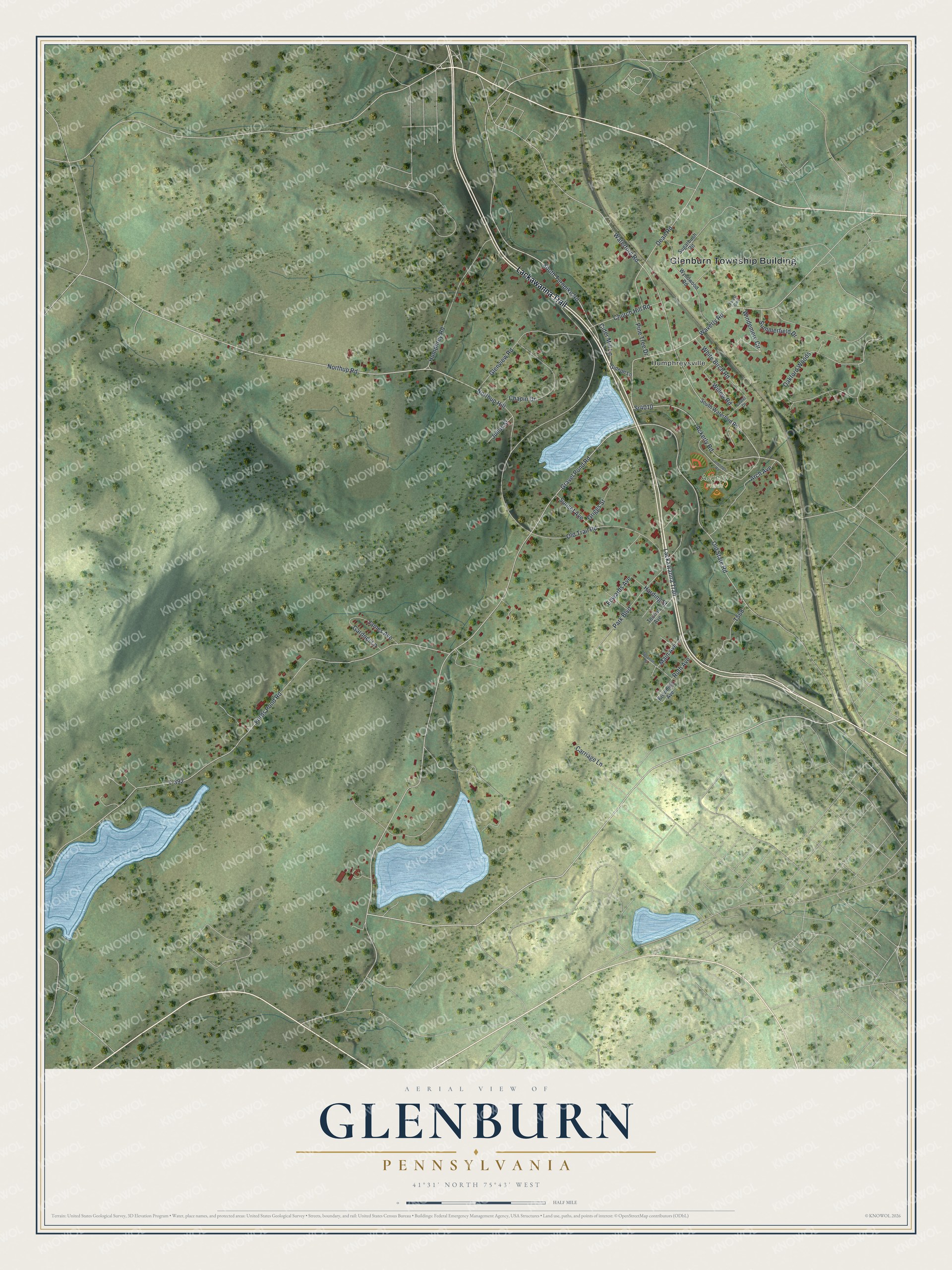 Watermarked full-map preview of Glenburn, Pennsylvania