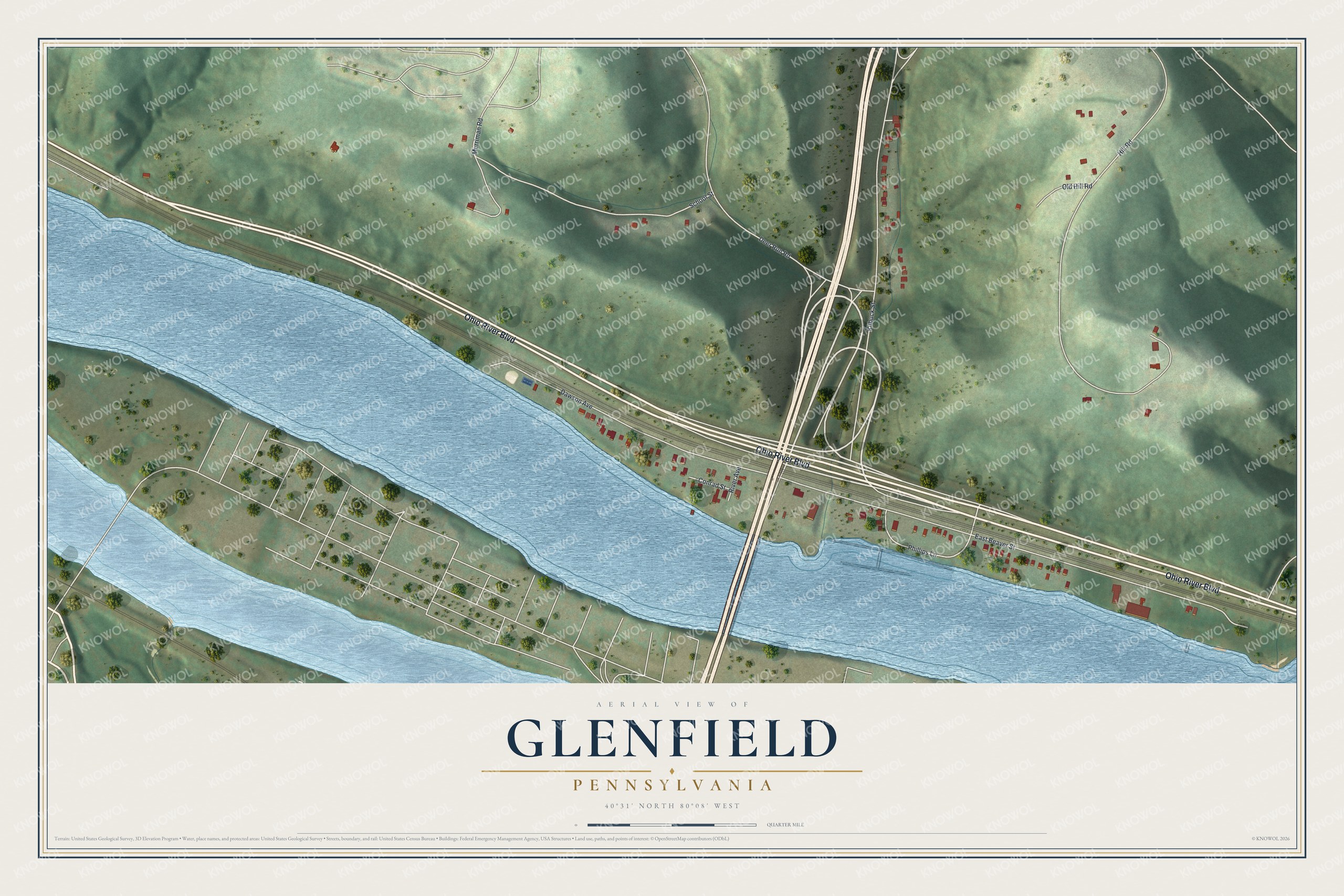 Watermarked full-map preview of Glenfield, Pennsylvania