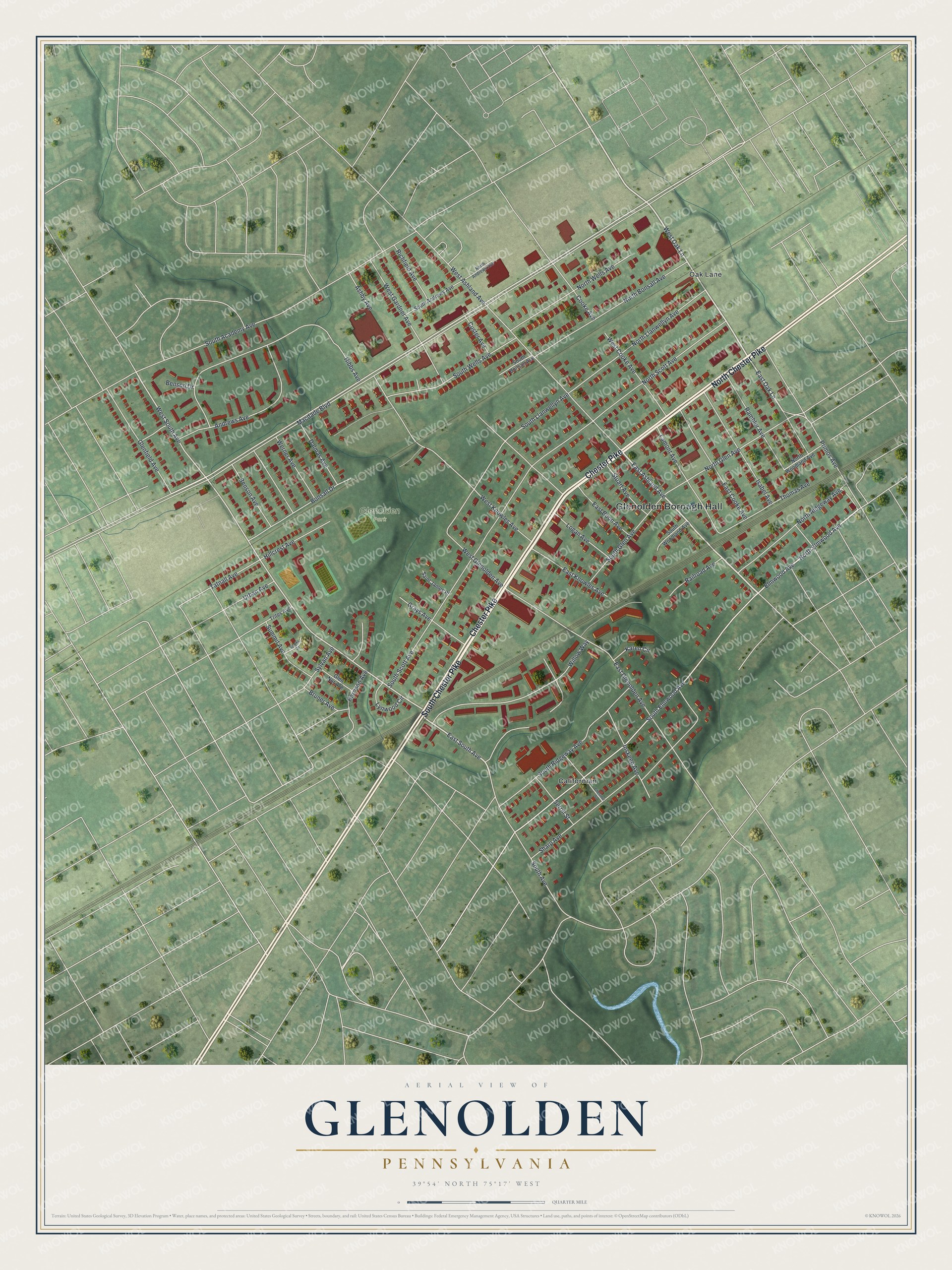 Watermarked full-map preview of Glenolden, Pennsylvania
