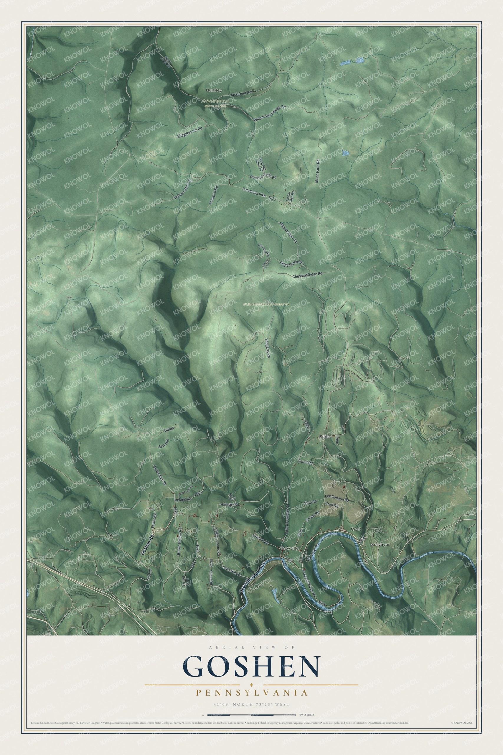 Watermarked full-map preview of Goshen, Pennsylvania