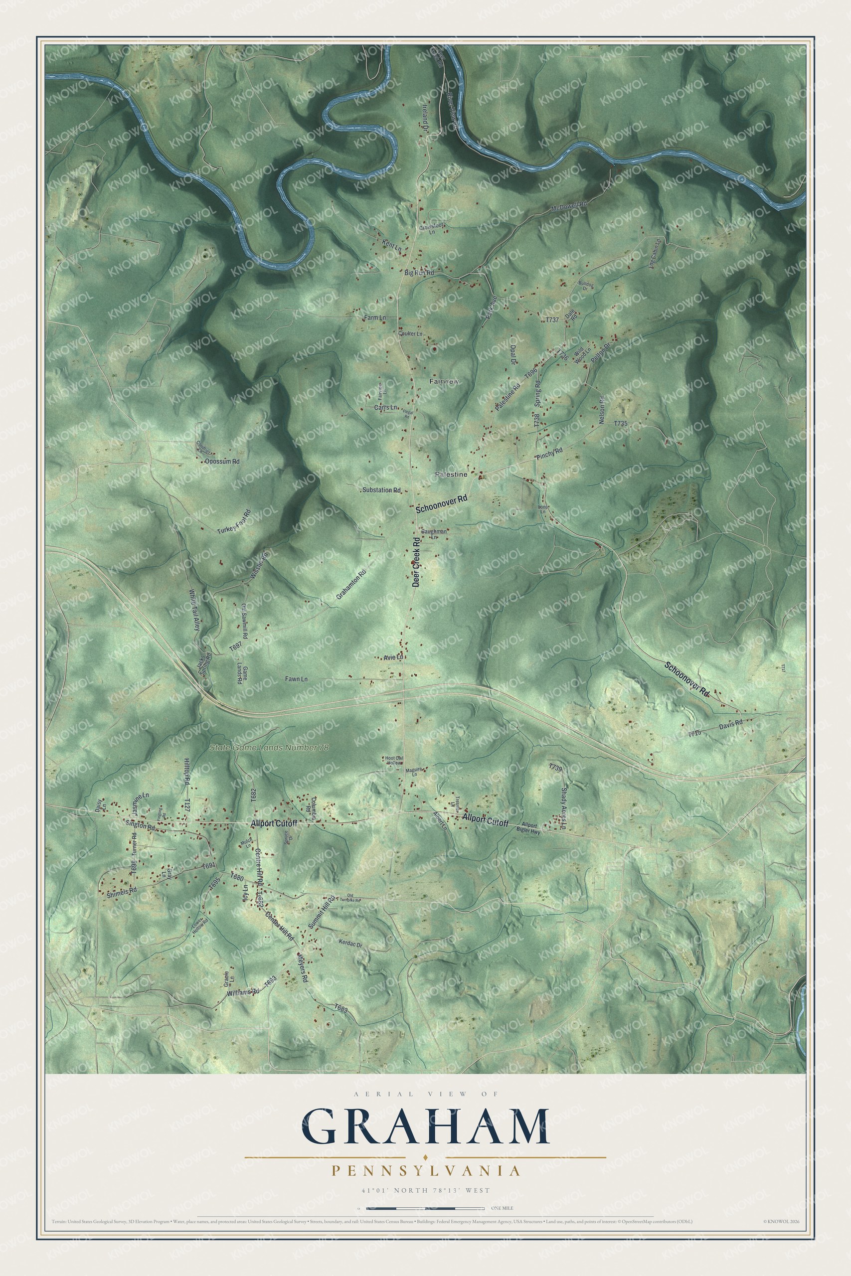 Watermarked full-map preview of Graham, Pennsylvania