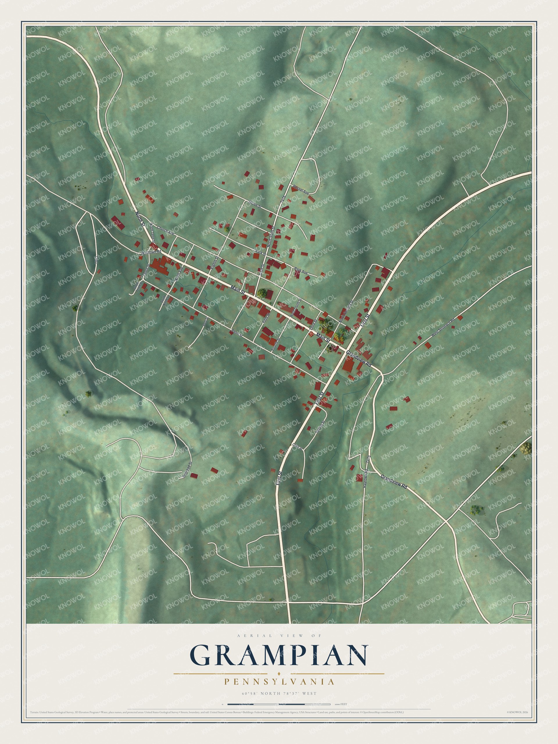Watermarked full-map preview of Grampian, Pennsylvania