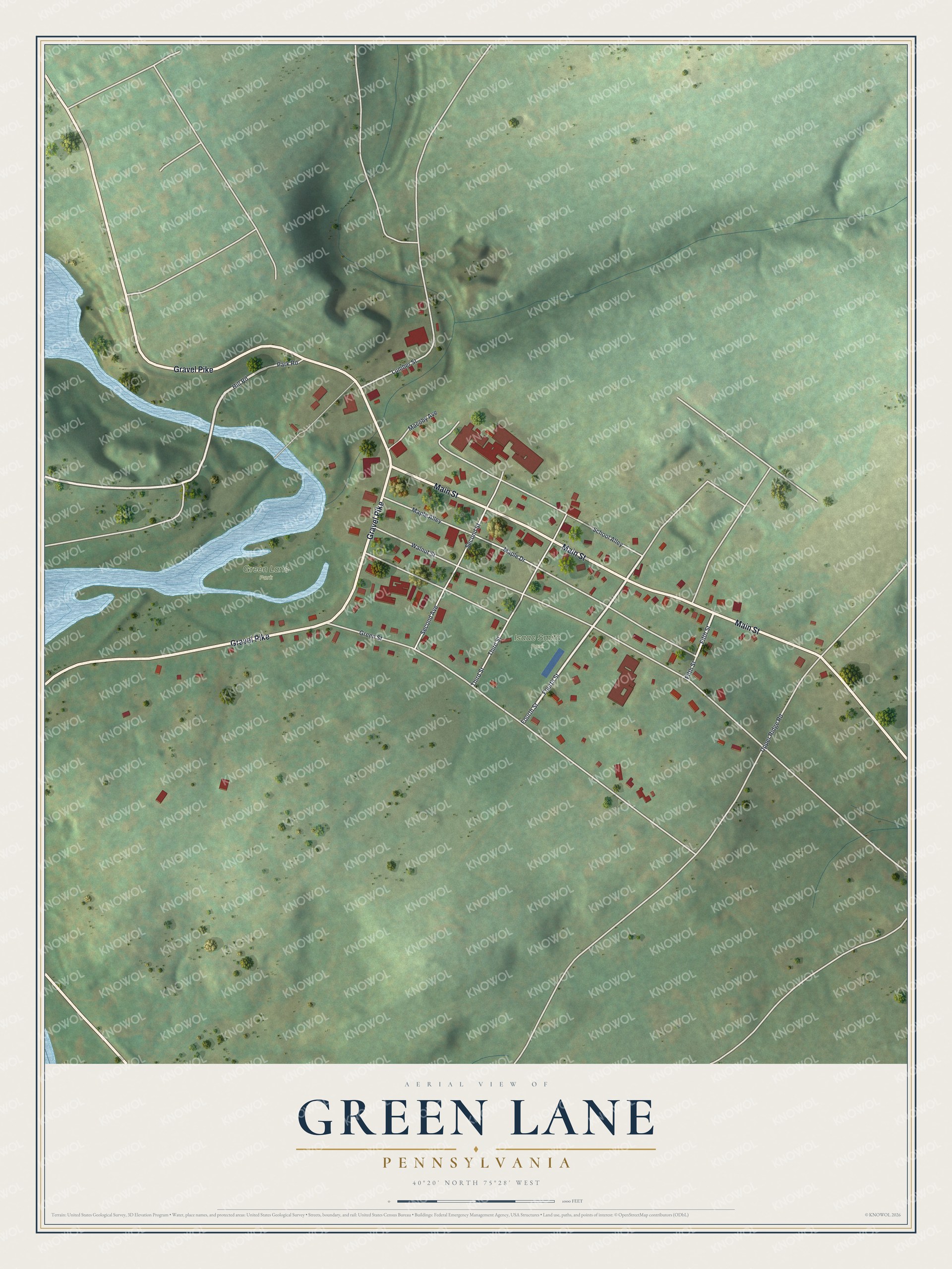 Watermarked full-map preview of Green Lane, Pennsylvania