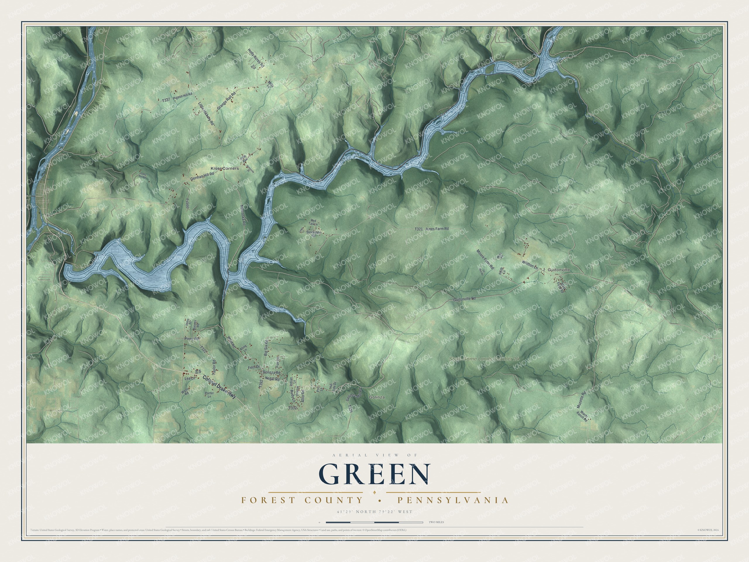 Watermarked full-map preview of Green, Pennsylvania