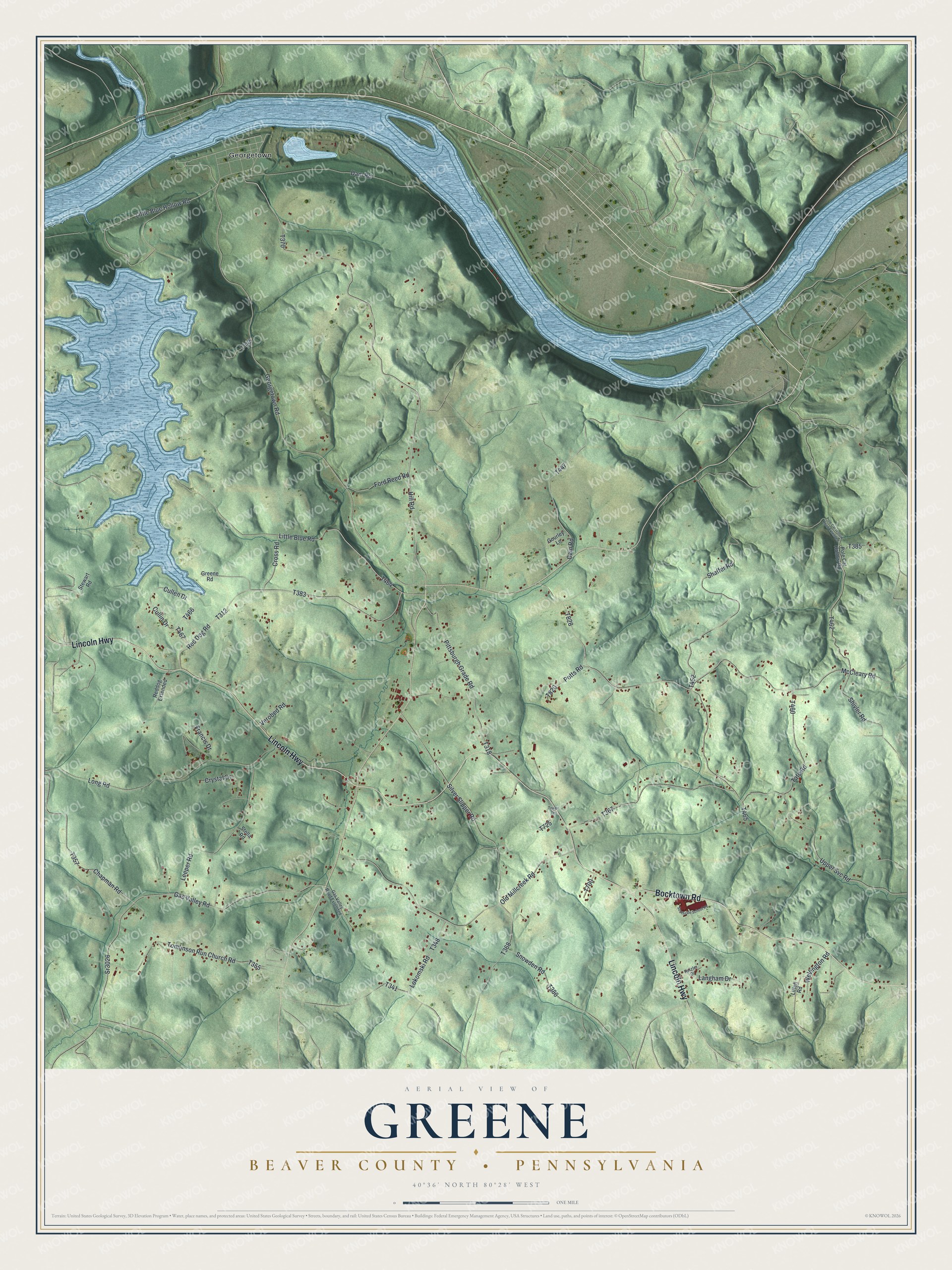 Watermarked full-map preview of Greene, Pennsylvania