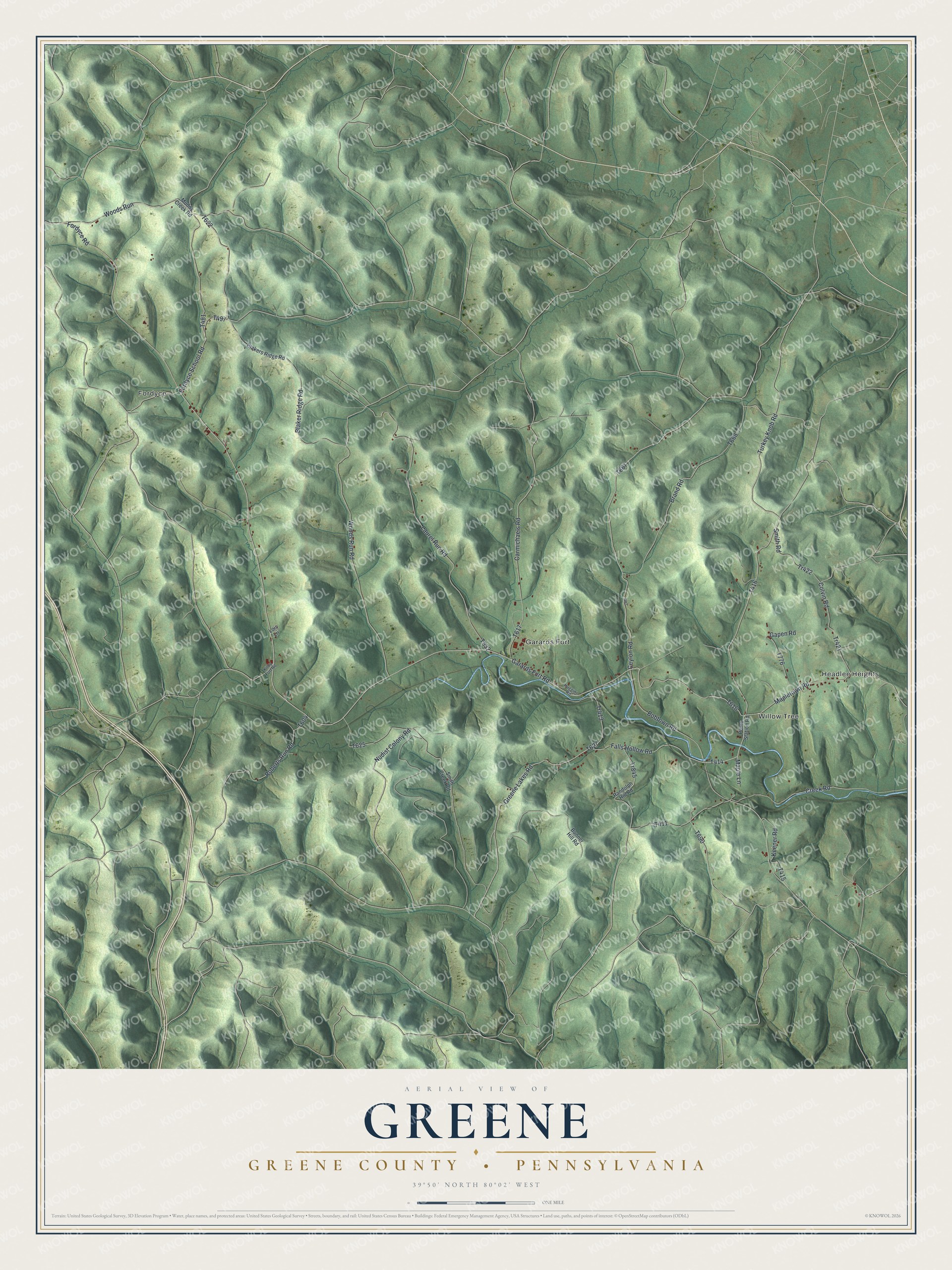 Watermarked full-map preview of Greene, Pennsylvania