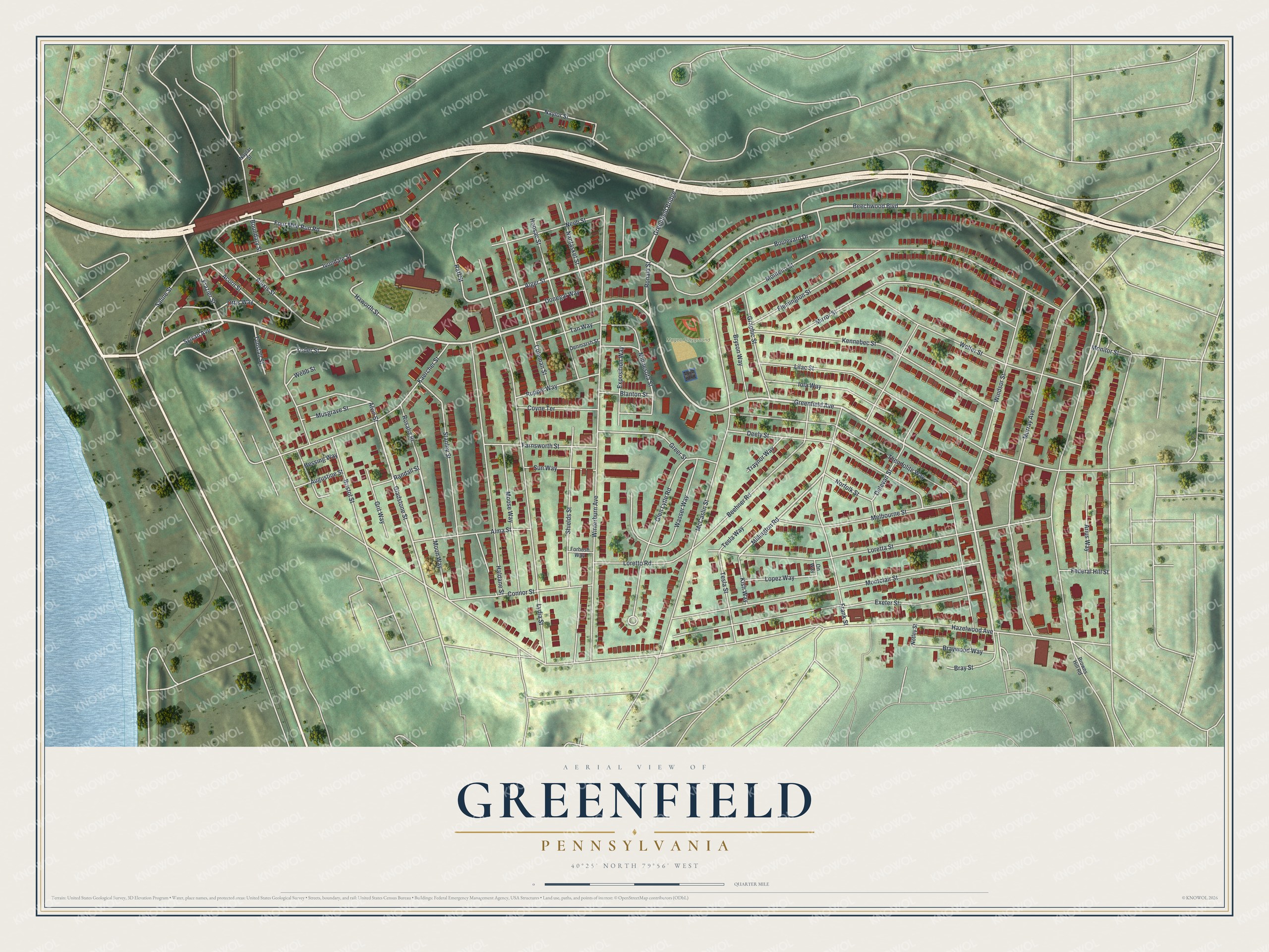 Watermarked full-map preview of Greenfield, Pennsylvania